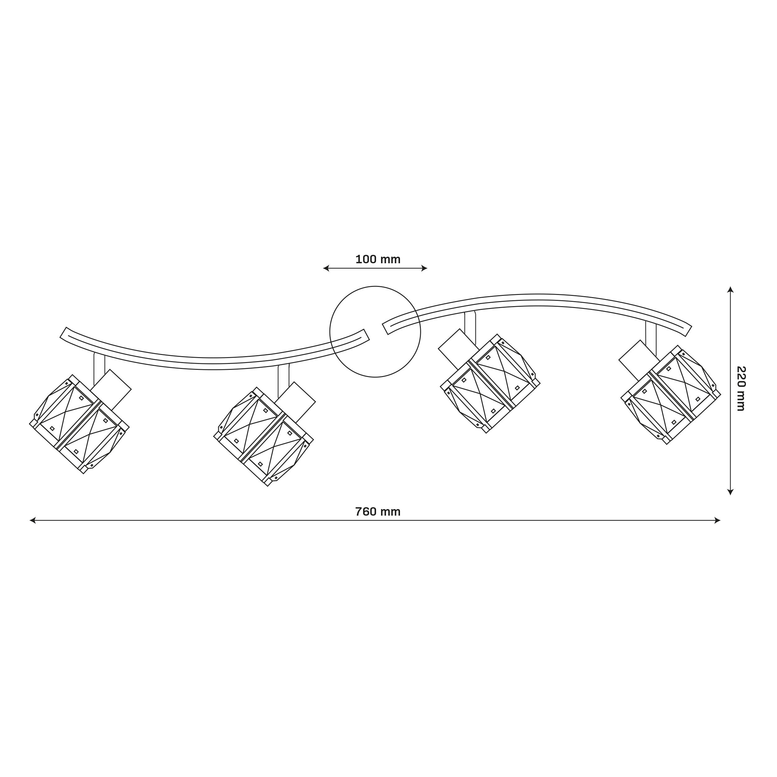 Lampa sufitowa z reflektorkami Zahara 4xE27 złota Goldlux - 3