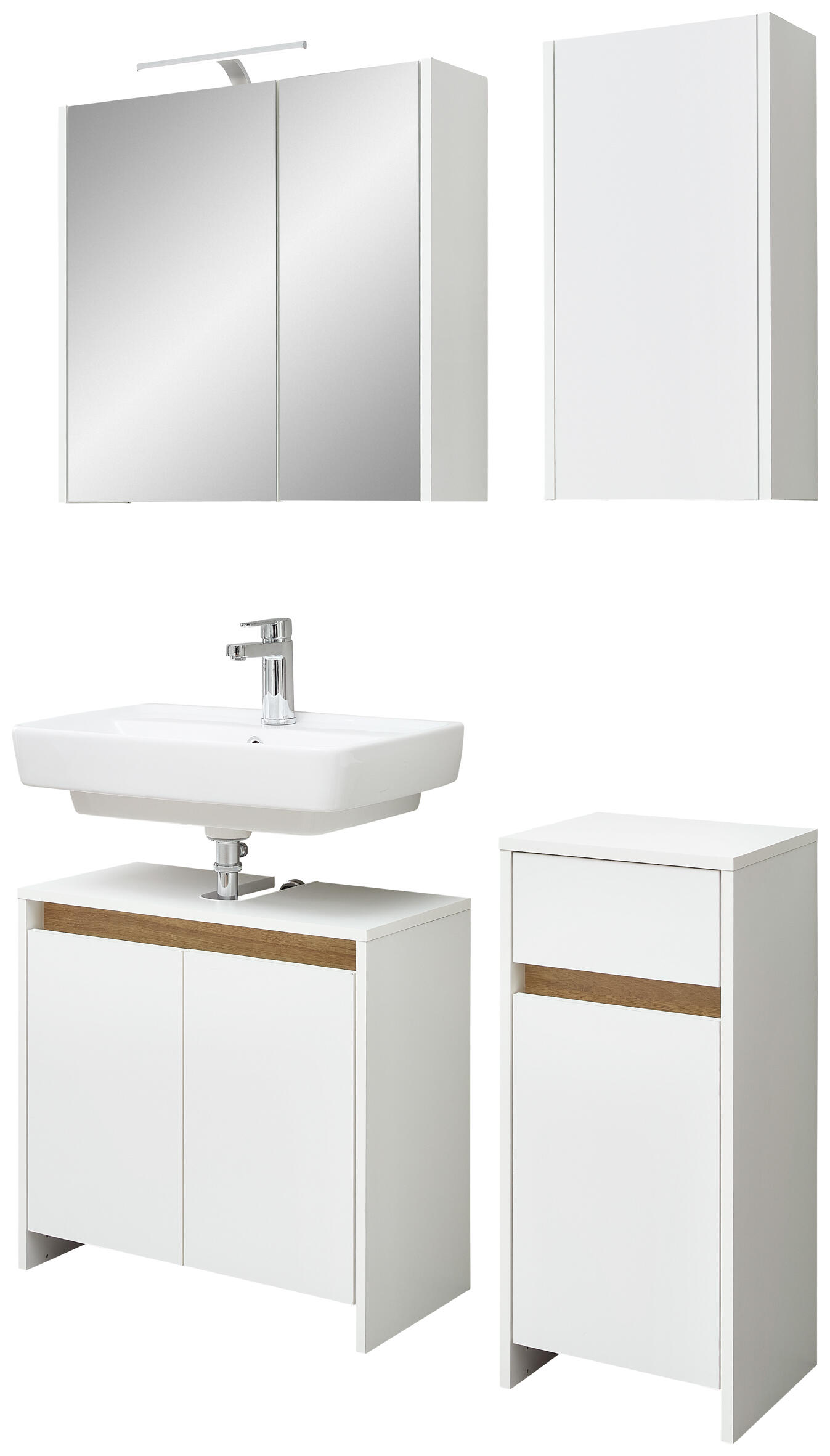 Mueble de baño con espejo, coqueta y mueble de colgar qs100 blanco 61.6x32.2 cm (lavabo no incluido)