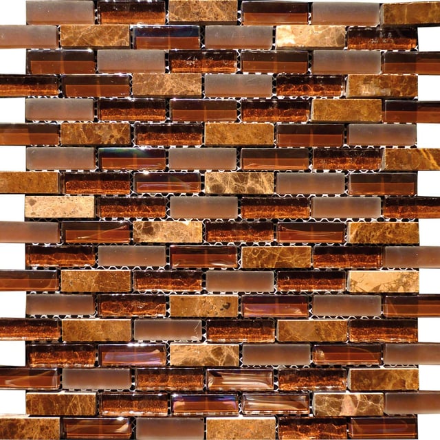 Campione di mosaico in pietra Metal oro e marrone L 10 x L 10cm x Sp. 8 mm