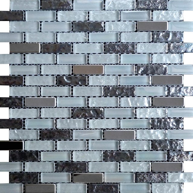 Campione di mosaico in pietra argento L 10 x L 10cm x Sp. 8 mm