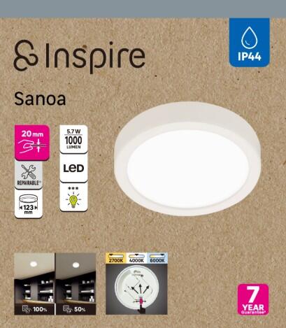 Spot à fixer LED Sanoa, D.12 cm, variations blancs et intensité, INSPIRE blanc - 4