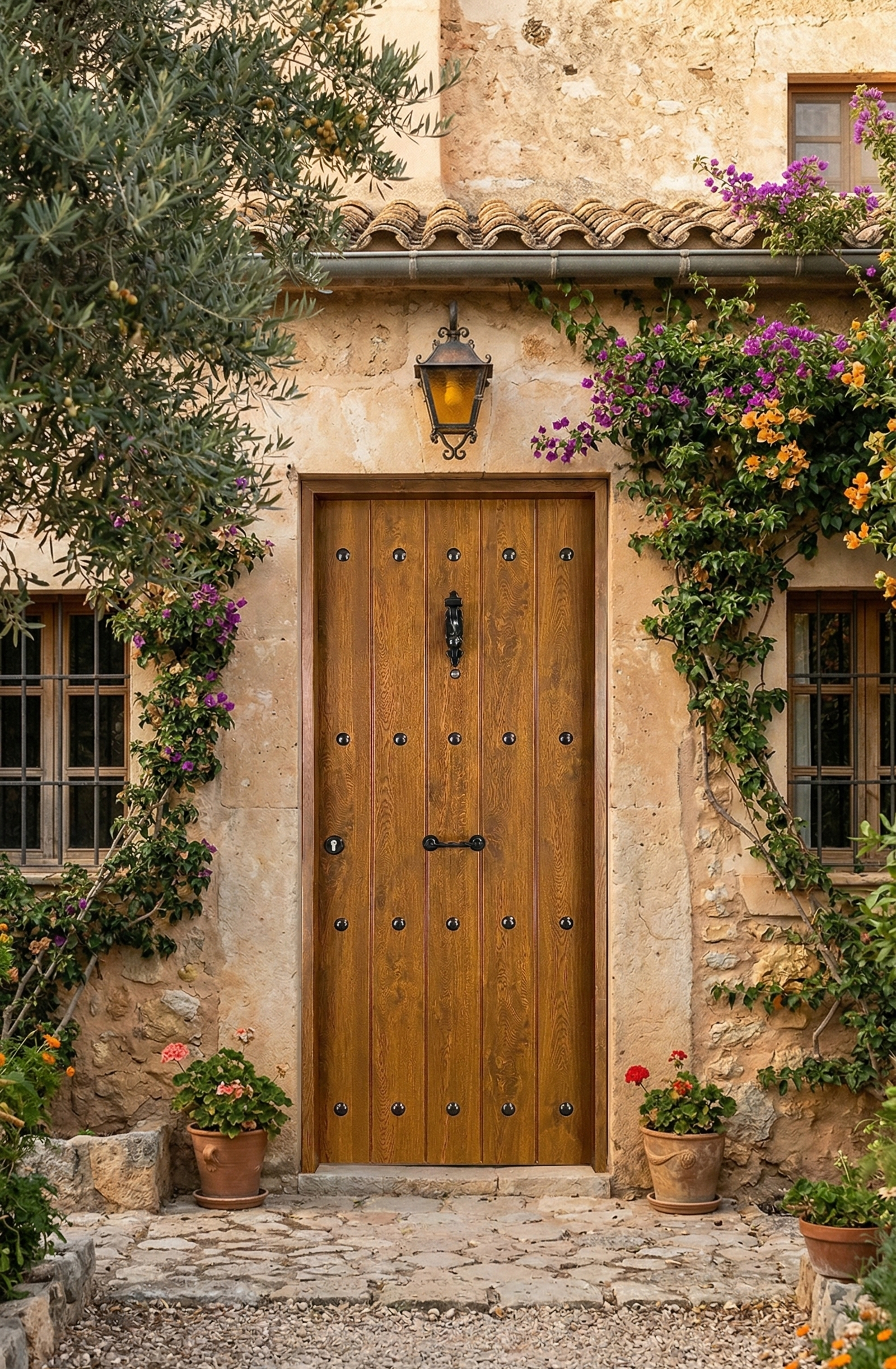 PUERTA ENTRADA RESIDENCIAL METAL RUSTICA PVC NOGAL 80 CM DERECHA - 6