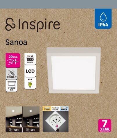 Spot à fixer LED Sanoa, 12x12 cm, variations blancs et intensité, INSPIRE blanc - 5