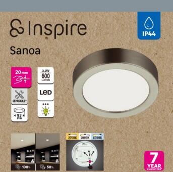 Spot à fixer LED Sanoa, D.9 cm, variations blancs et intensité, INSPIRE acier - 4