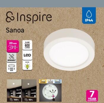Spot à fixer LED Sanoa, D.9 cm, variations blancs et intensité, INSPIRE blanc - 5