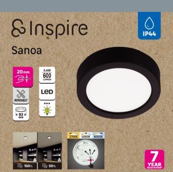 Spot à fixer LED Sanoa, D.9 cm, variations blancs et intensité, INSPIRE noir - 5