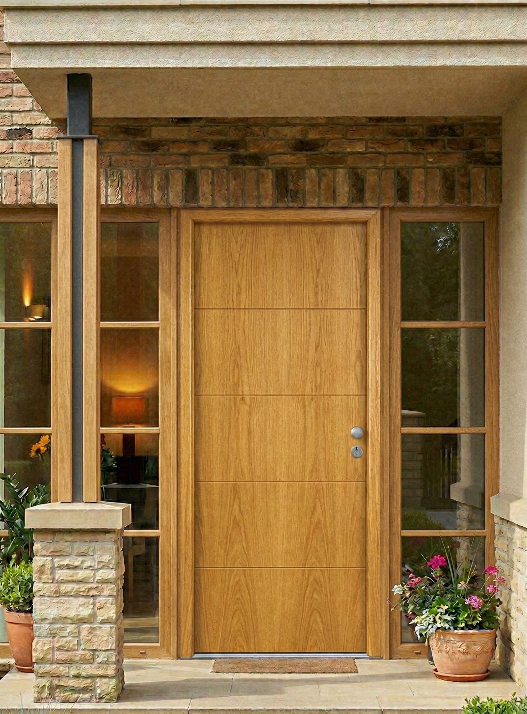 PUERTA ENTRADA RESIDENCIAL PVC ROBLE 91 CM IZQUIERDA - 2