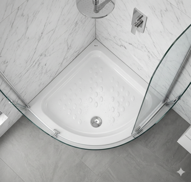 PLATO DE DUCHA CERAMICO 1/4 CIRCULO  ROCA BLANCO 80X80CM