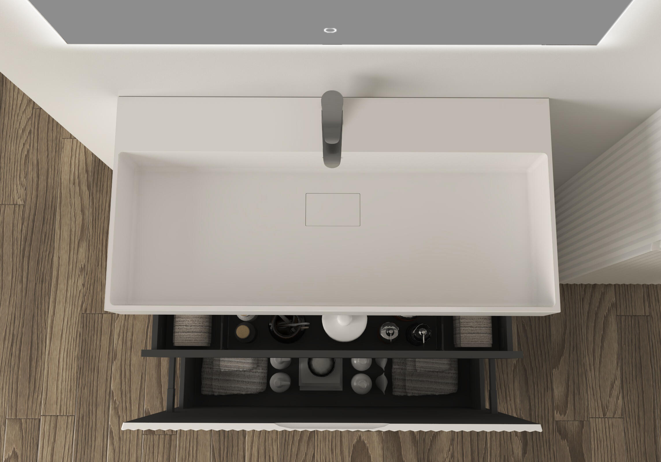 Lavabo a incasso rettangolare Modula H 11.5 cm in resina bianco - 2