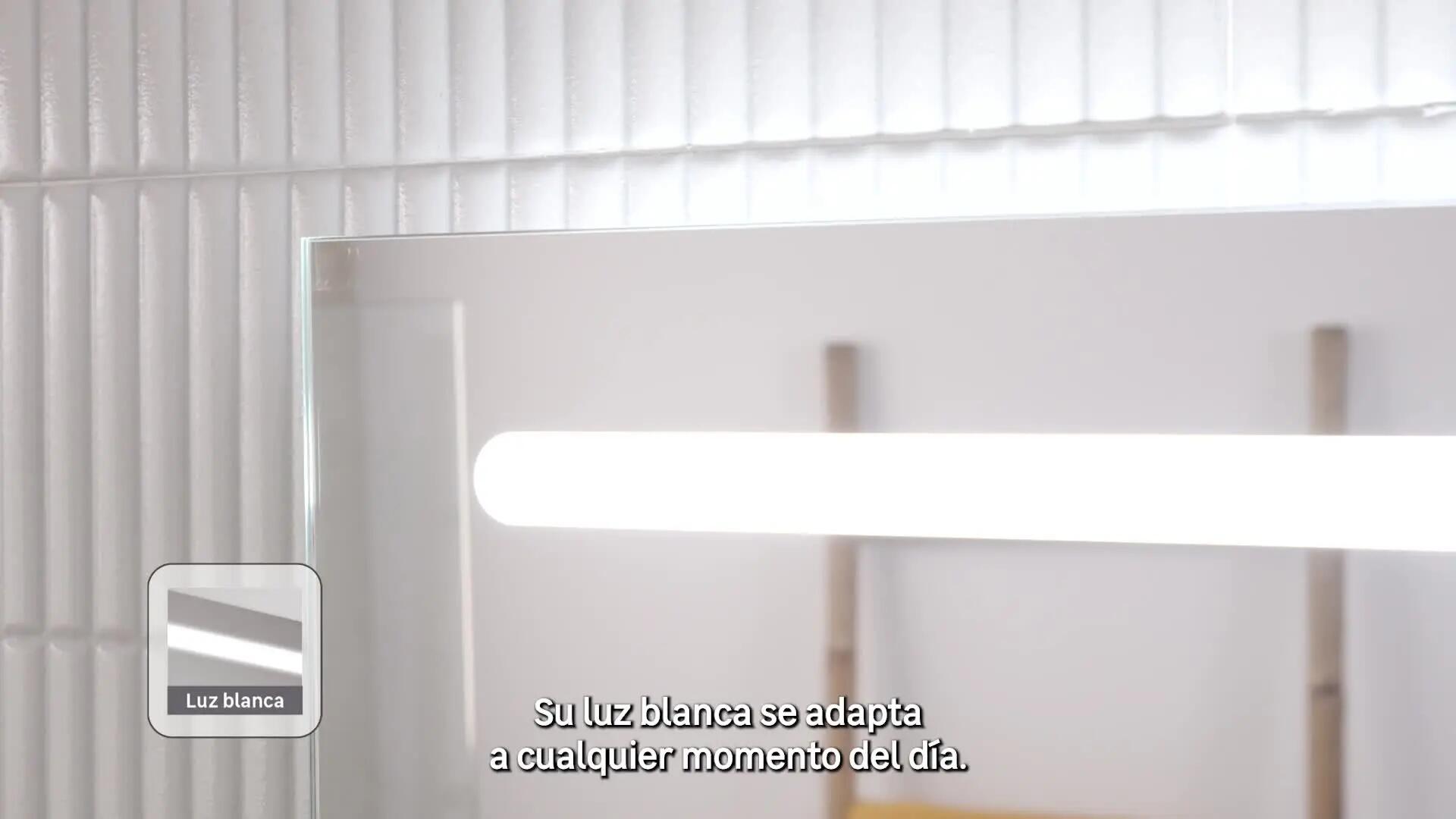 Espejo de baño cuadrado con luz LED Push 80x80 cm táctil, altavoz, Bluetooth color cromo - 3