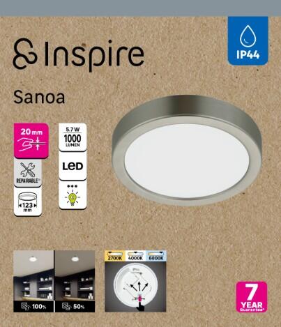Spot à fixer LED Sanoa, D.12 cm, variations blancs et intensité, INSPIRE acier - 4