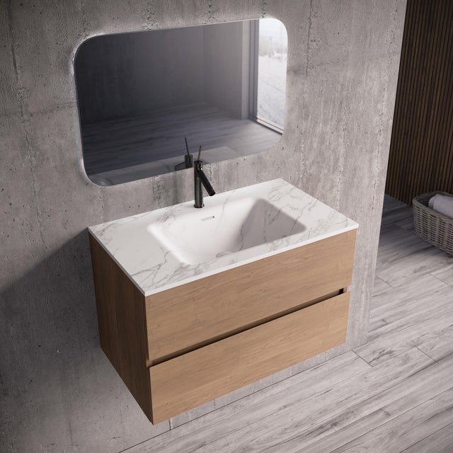 Lavabo encastrado Serie Porcelánico blanco calacatta 81x1.5x46 cm