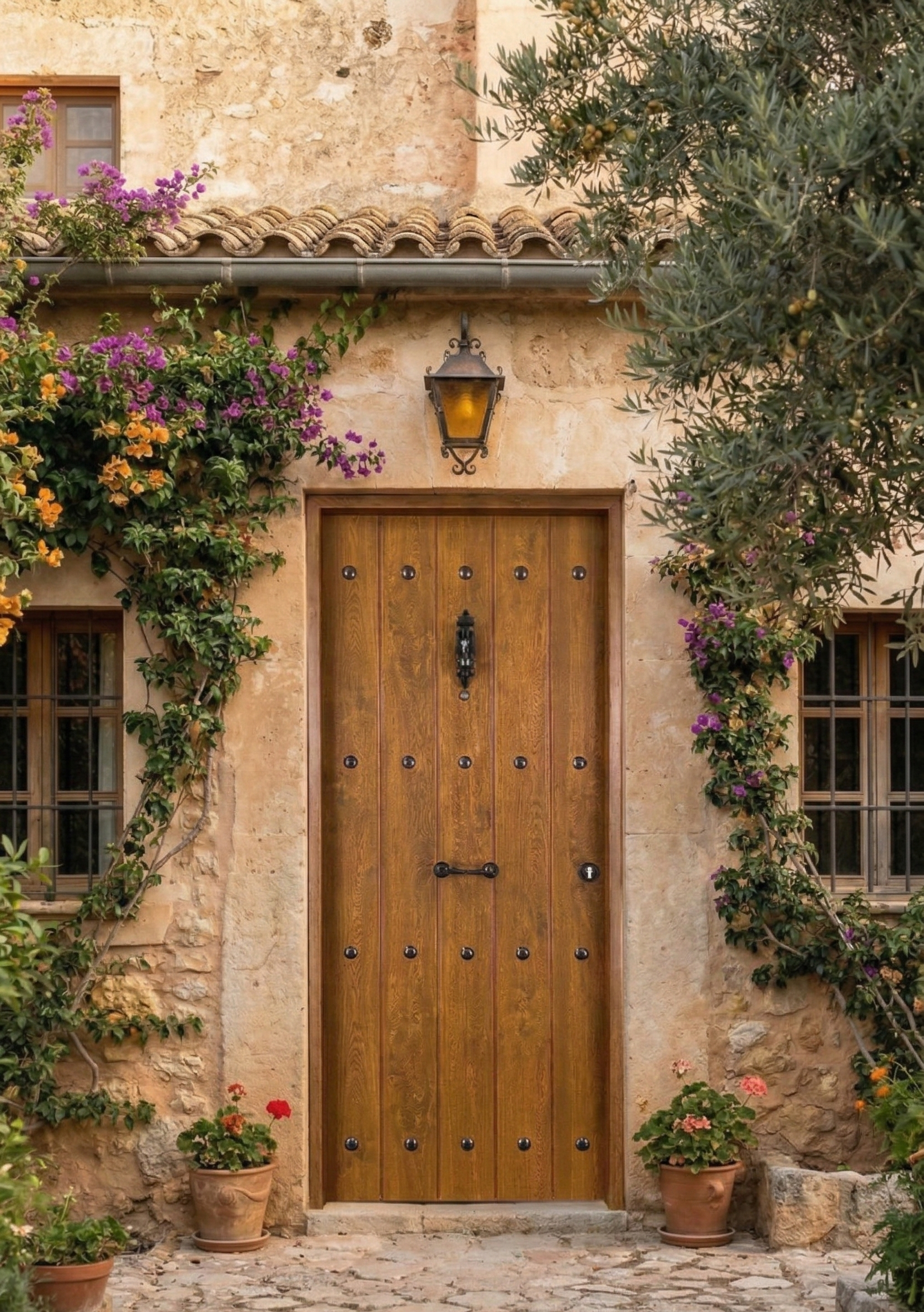 PUERTA ENTRADA RESIDENCIAL METAL RUSTICA PVC NOGAL 80 CM IZQUIERDA - 6