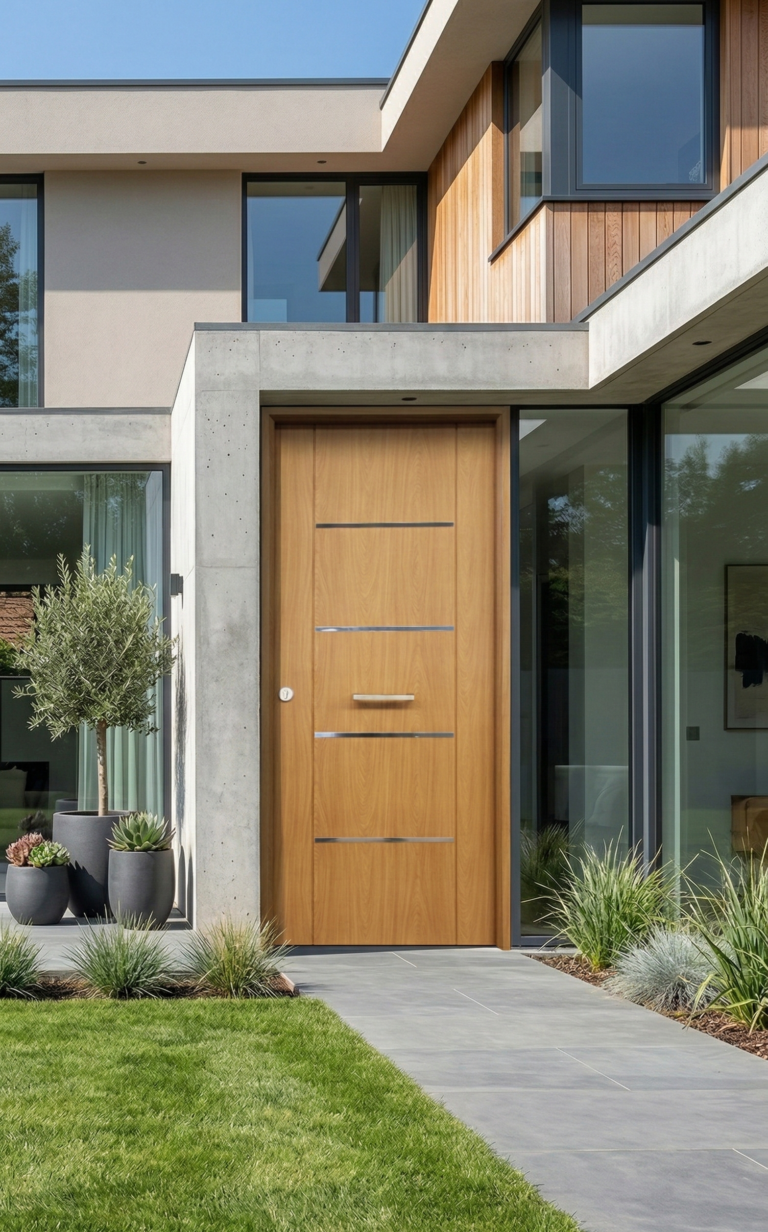 PUERTA ENTRADA RESIDENCIAL RECUBIERTA PVC ROBLE 80 CM DERECHA - 3