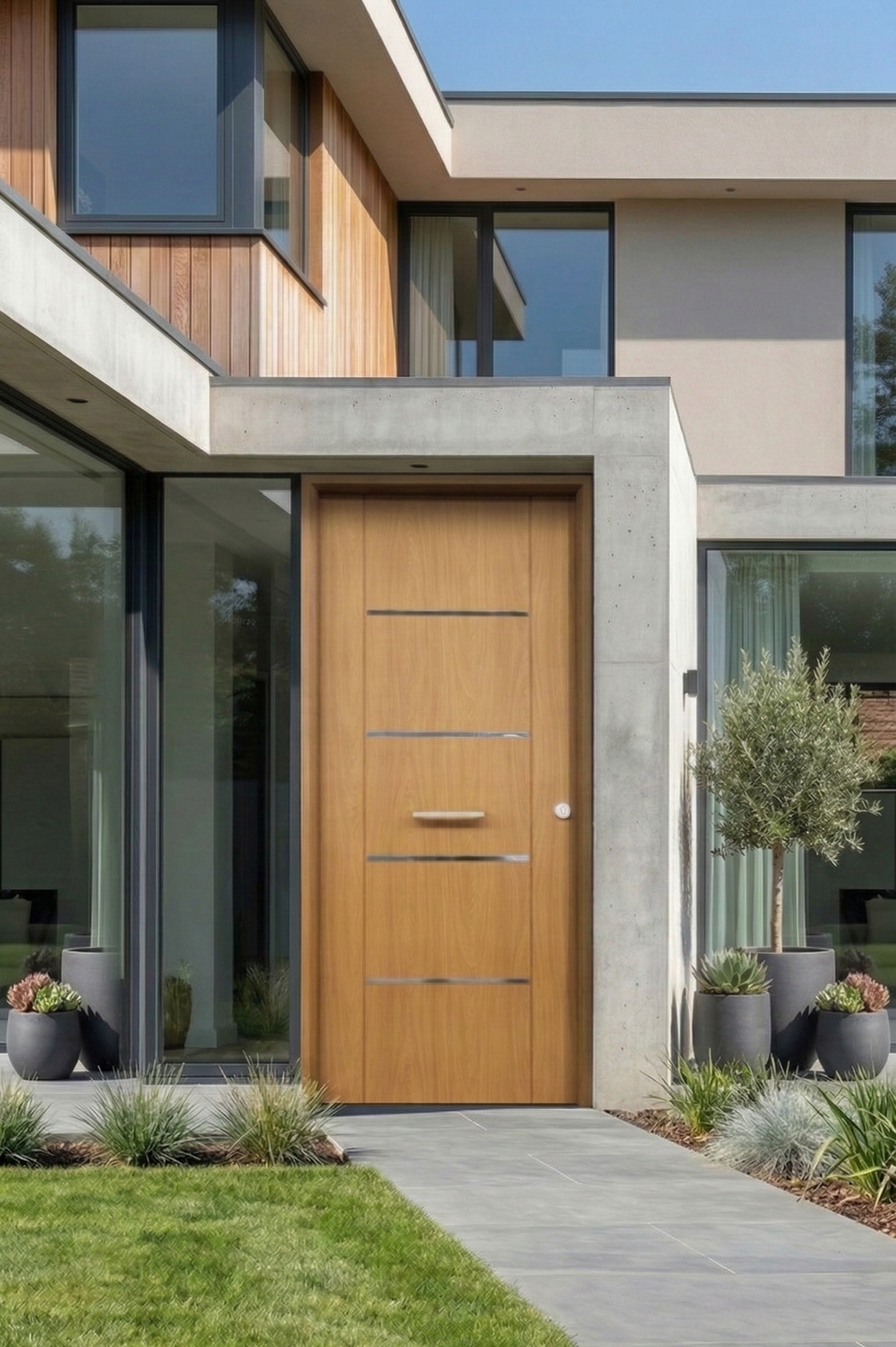 PUERTA ENTRADA RESIDENCIAL RECUBIERTA PVC ROBLE 80 CM IZQUIERDA - 2