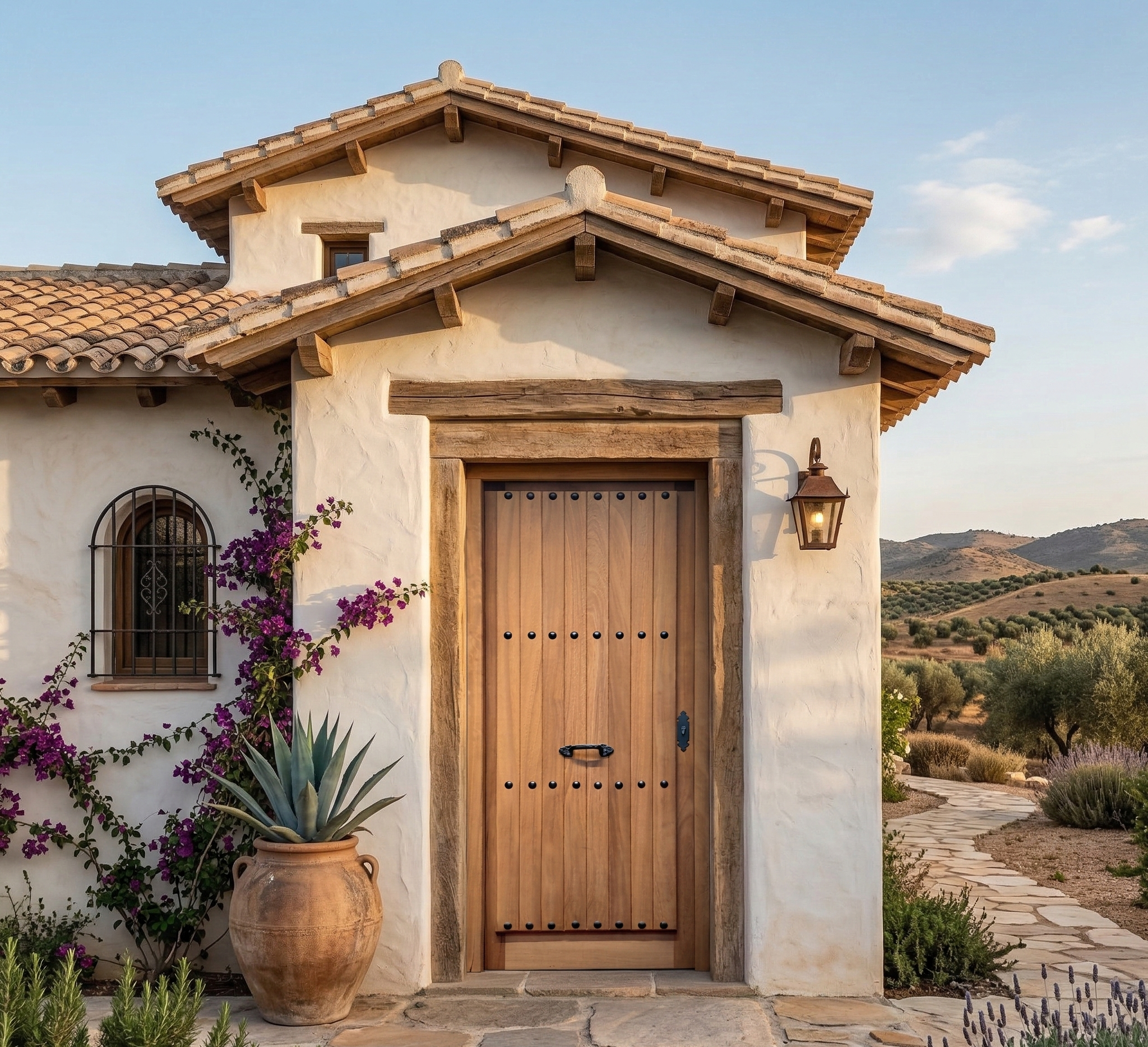 PUERTA  ENTRADA  MACIZA MADERA IROKO 80CM IZQUIERDA - 2