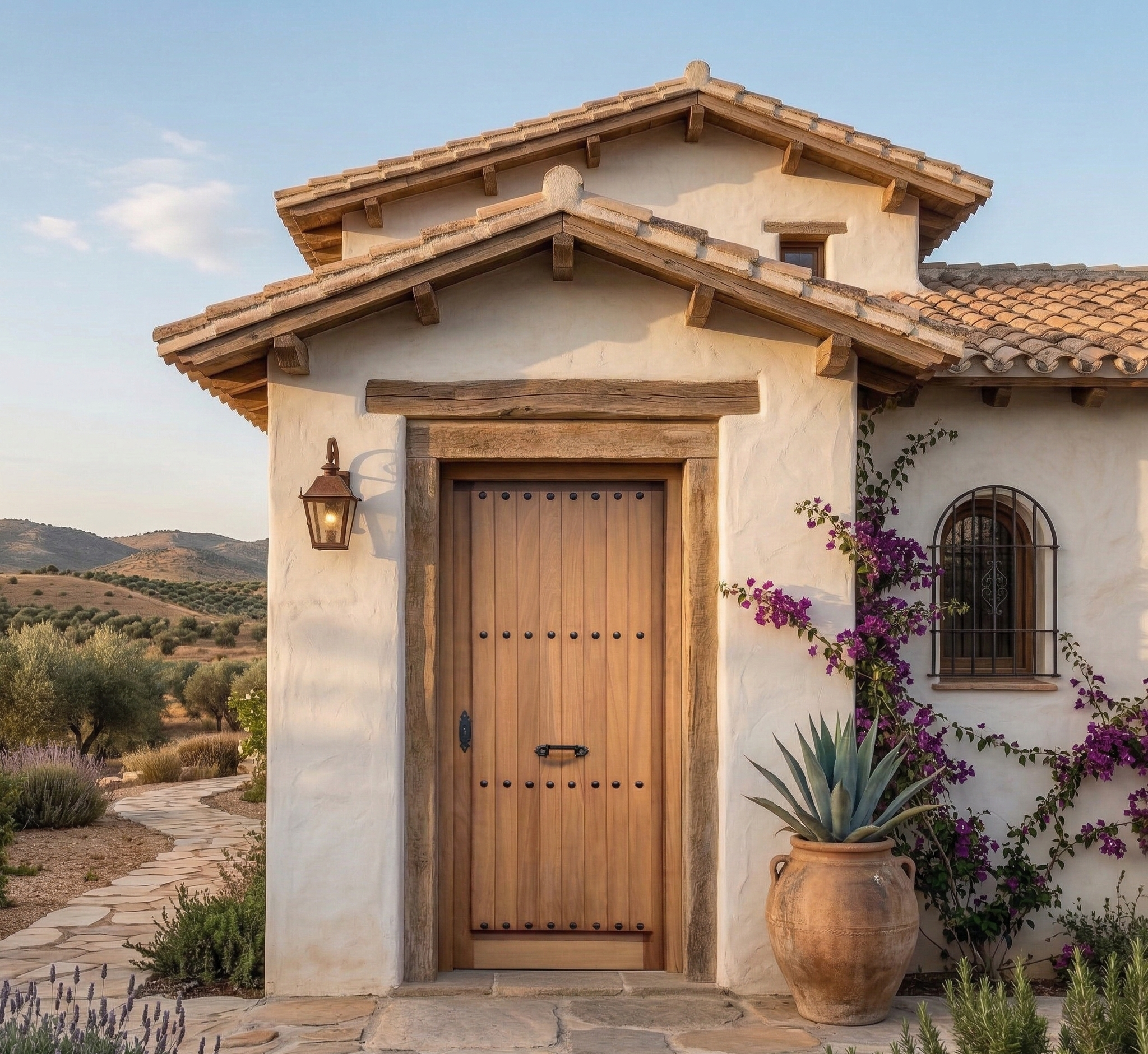 PUERTA  ENTRADA  MACIZA MADERA IROKO 80CM DERECHA - 2