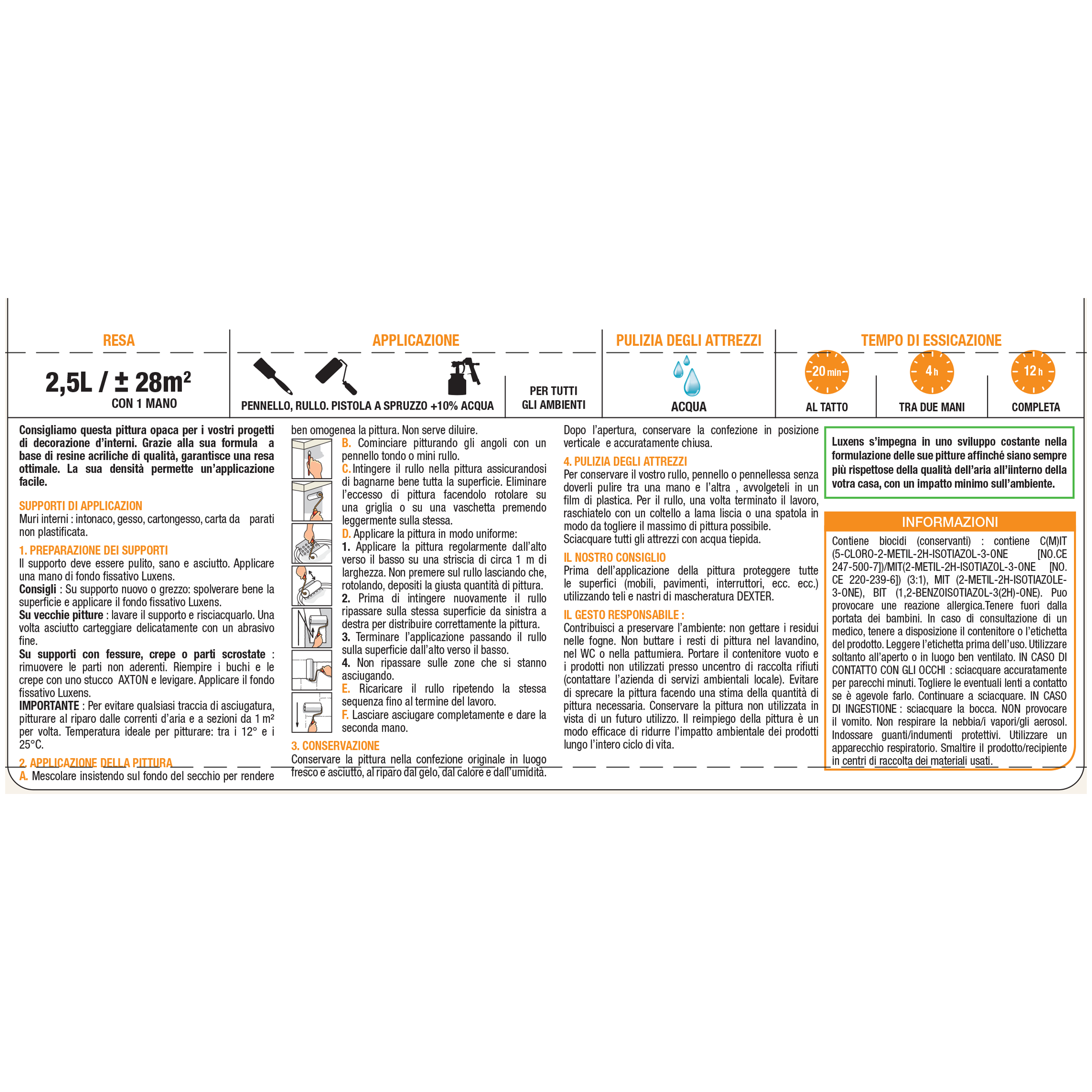 Pittura per interni per parete e soffitto lavabile, LUXENS murale rosso crimson 2 opaco, 2.5 L - 6