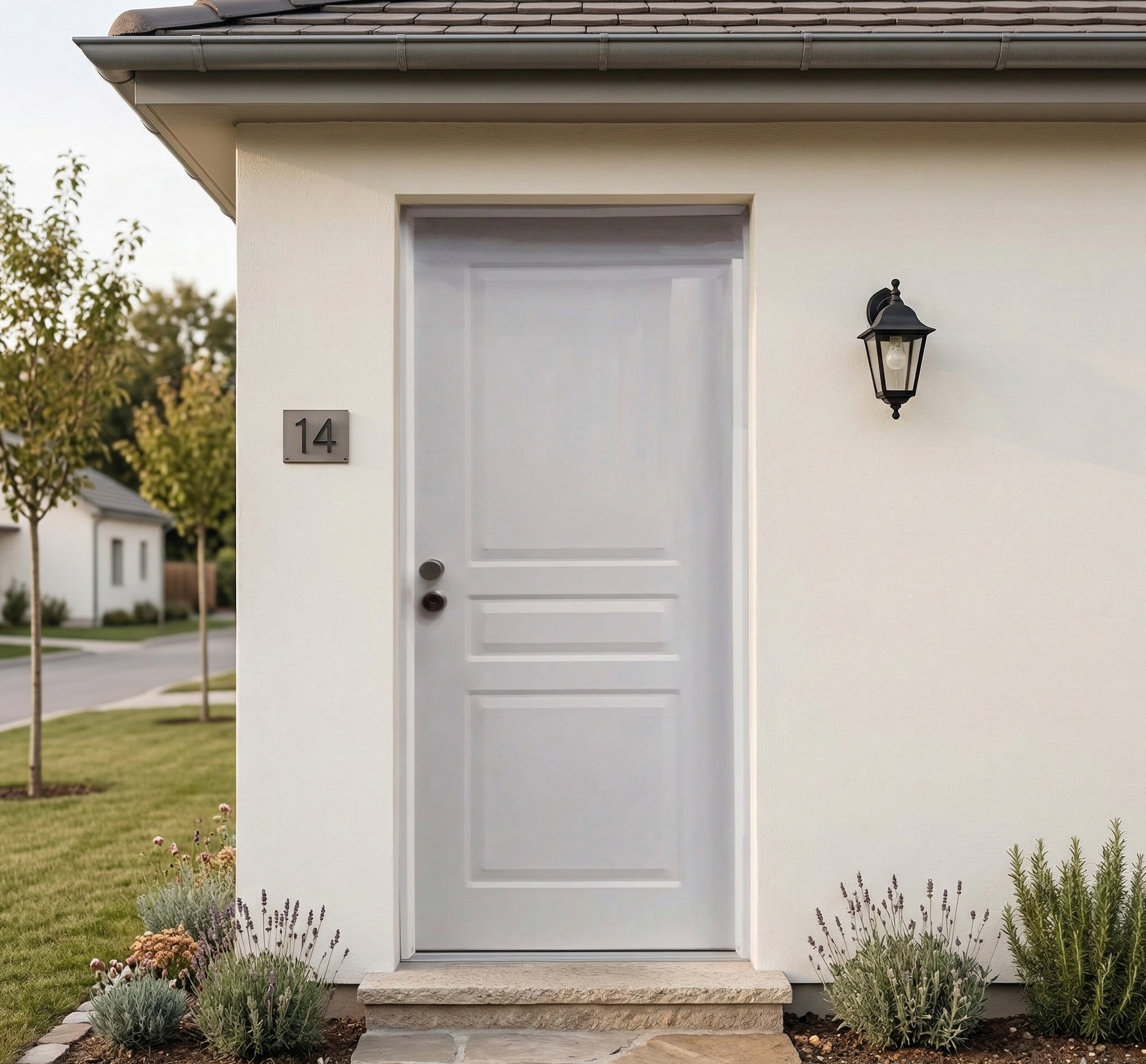  PUERTA ENTRADA RESIDENCIAL LACADA BLANCA 89 CM DERECHA         - 2