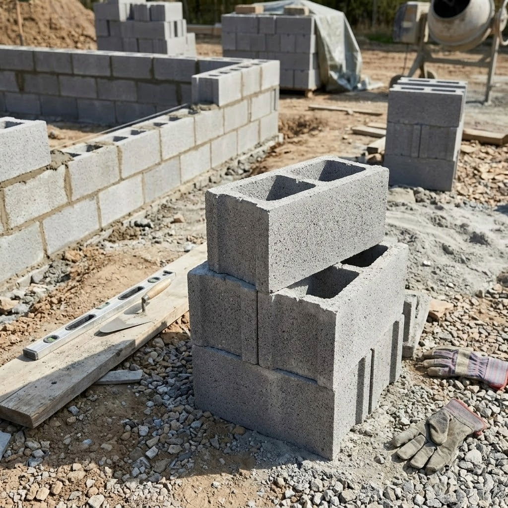 BLOQUE DE HORMIGÓN GRIS HIDRÓFUGO 39X19X19 CM - 2