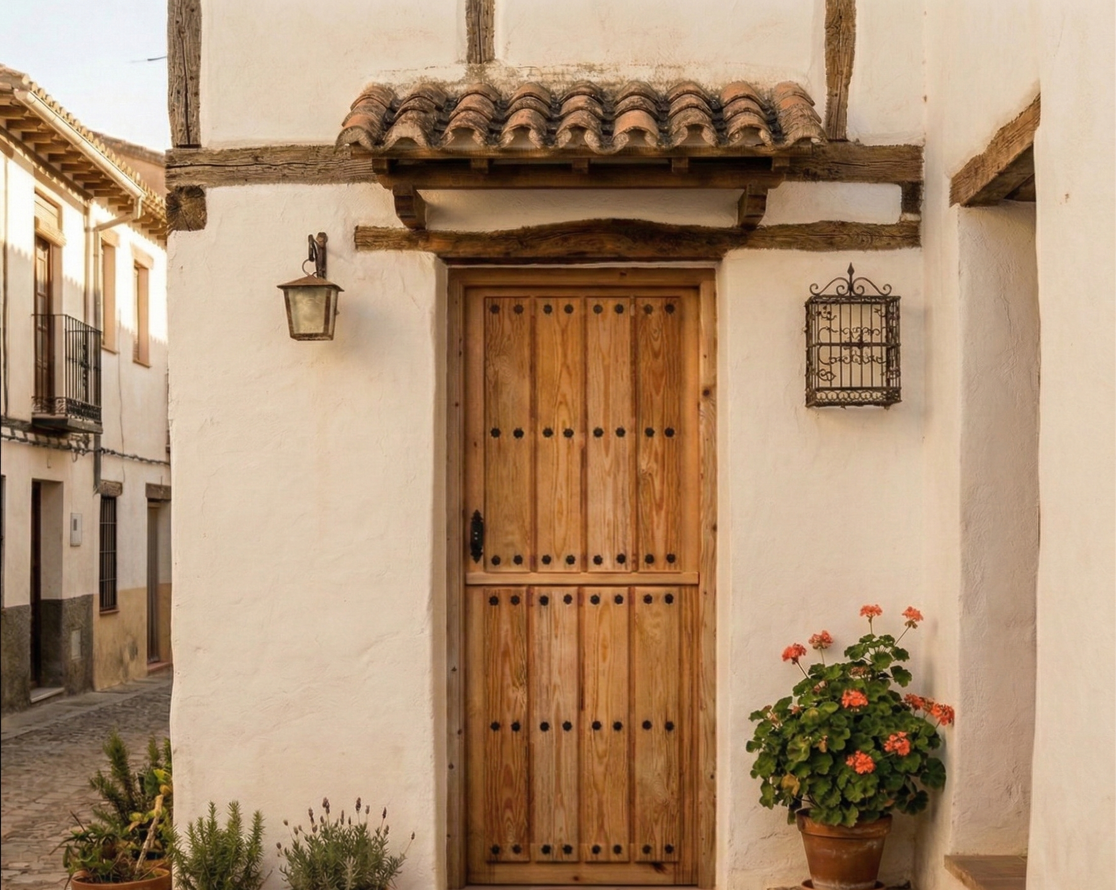 PUERTA ENTRADA CASTELLANA MACIZA MADERA CASTAÑO  DERECHA - 2