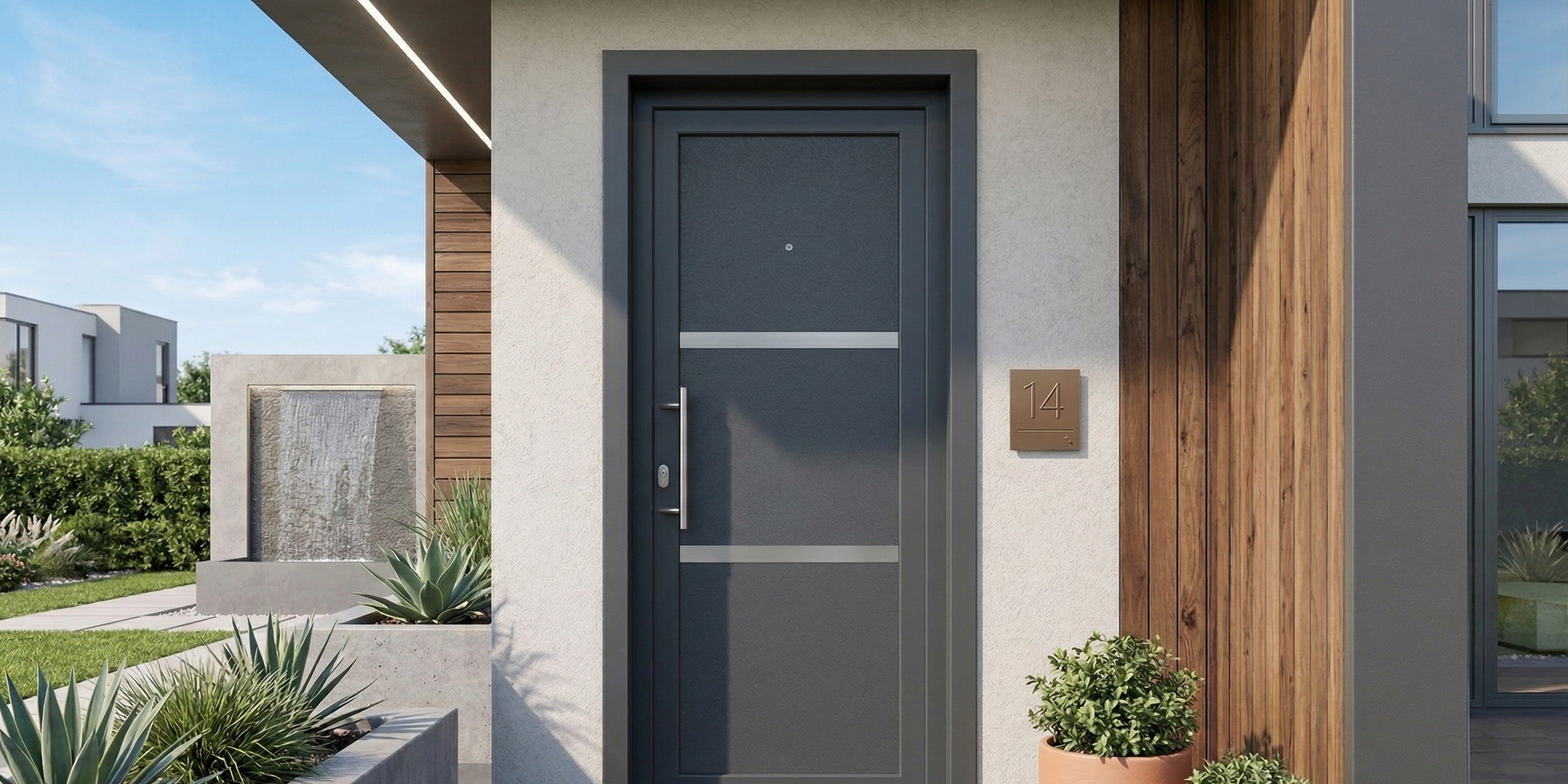 PUERTA ENTRADA PVC GRIS 90x210CM DERECHA - 3