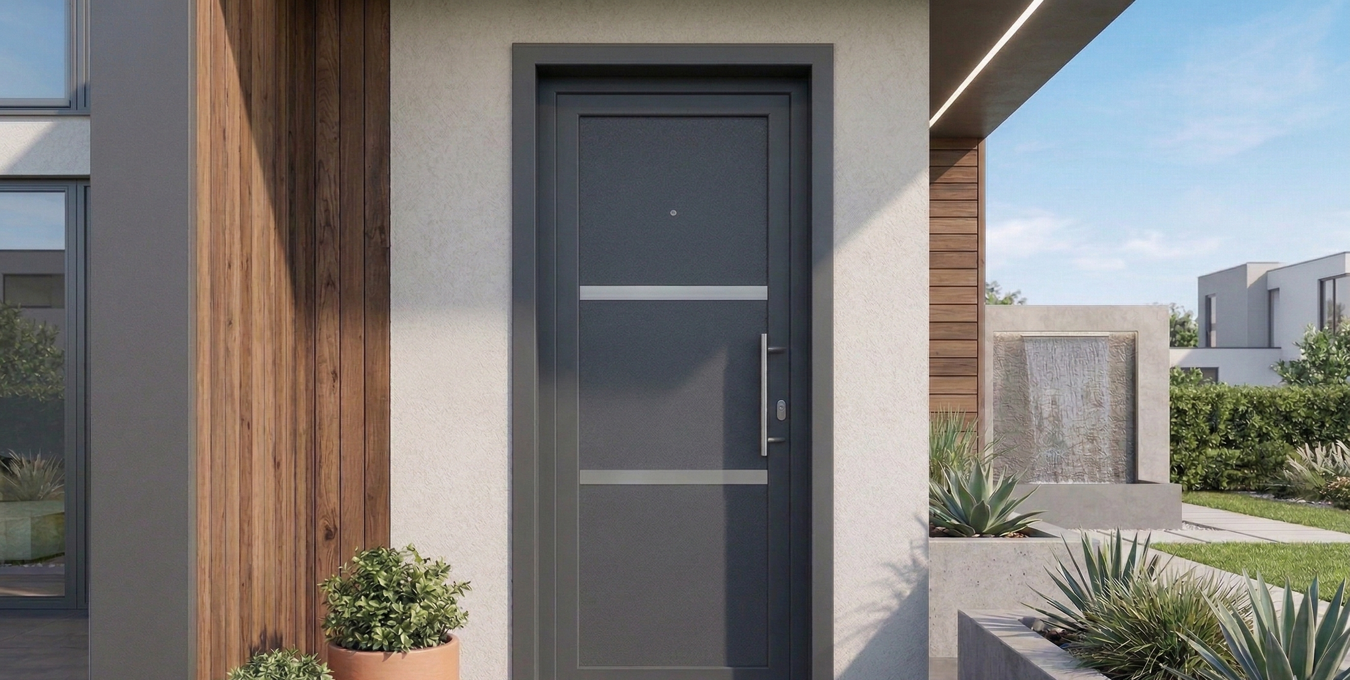 PUERTA ENTRADA PVC GRIS 90X210CM IZQUIERDA - 3