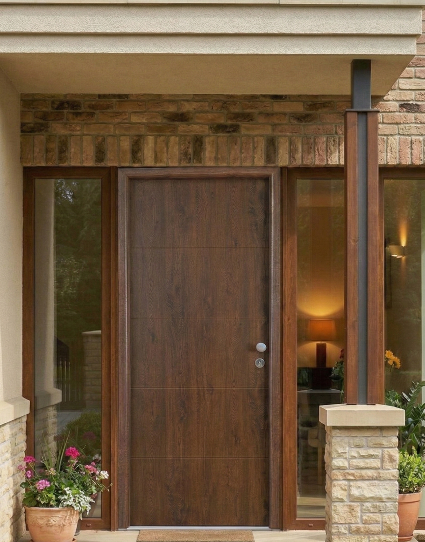 PUERTA ENTRADA RESIDENCIAL LACADA NOGAL VT5 91 CM IZQUIERDA - 2