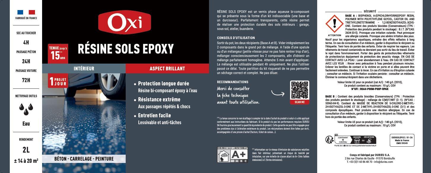 Résine sol Epoxy OXI, transparent brillant, 2 l - 3