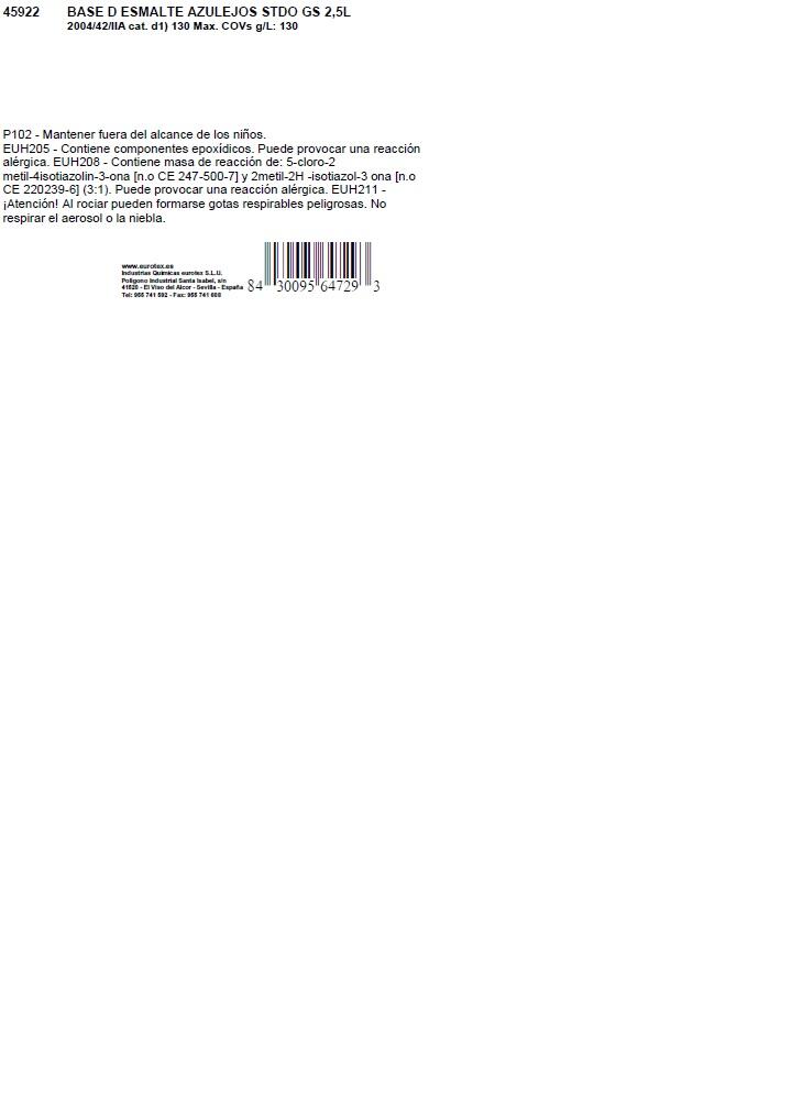 BASE ESMALTE ACRILICO SATINADO AZULEJOS EUROTEX 2.5L TONOS MEDIOS - 2