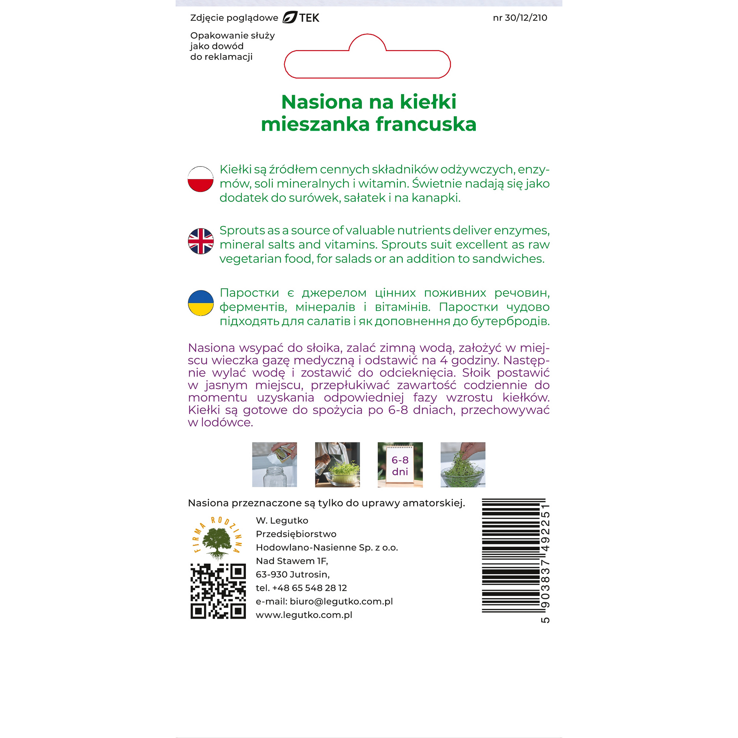 Mieszanka Francuska nasiona na kiełki 20g W. Legutko - 3