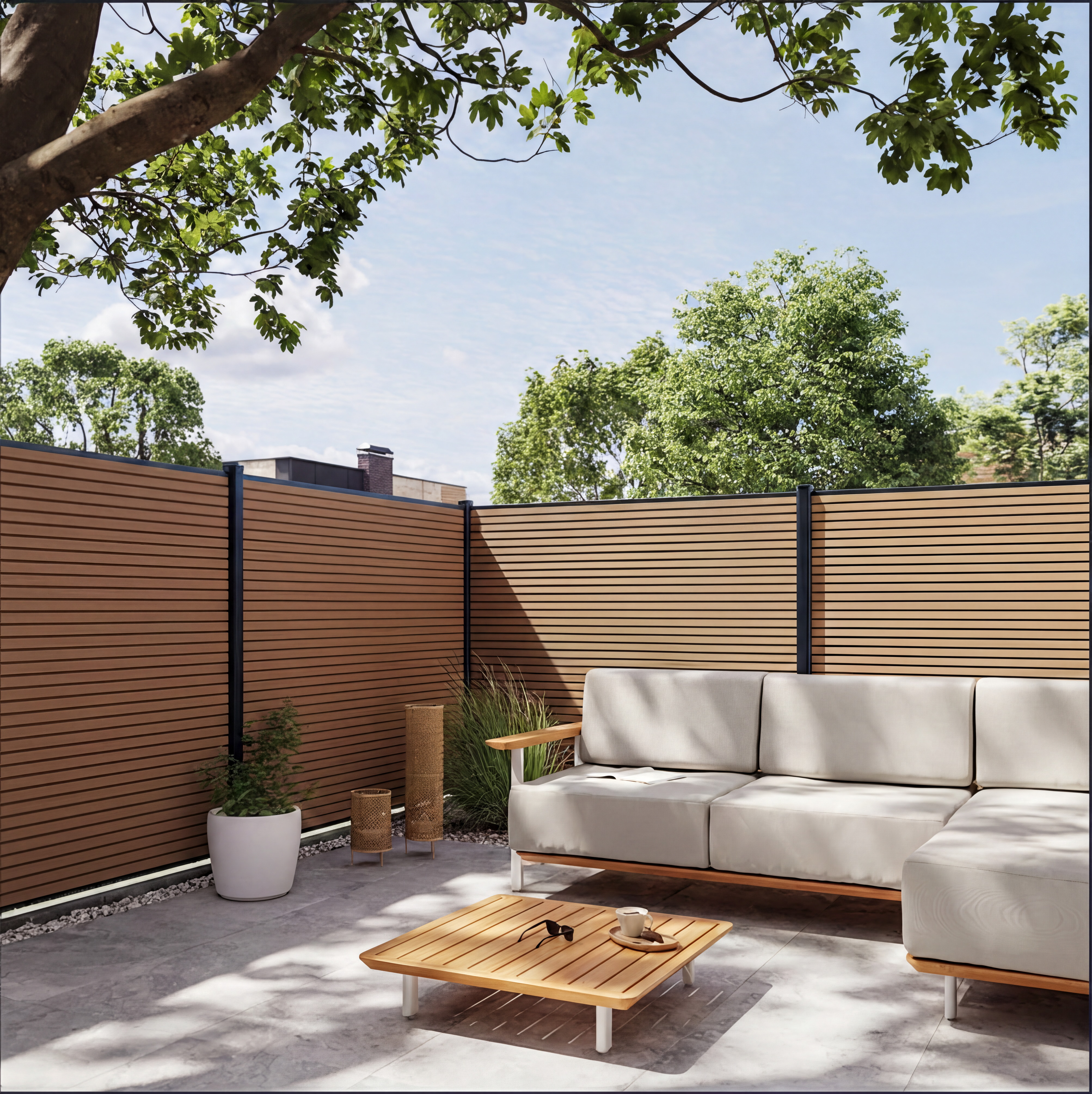 Sofá de jardín con cojín de jardín de aluminio Duna beige - 6