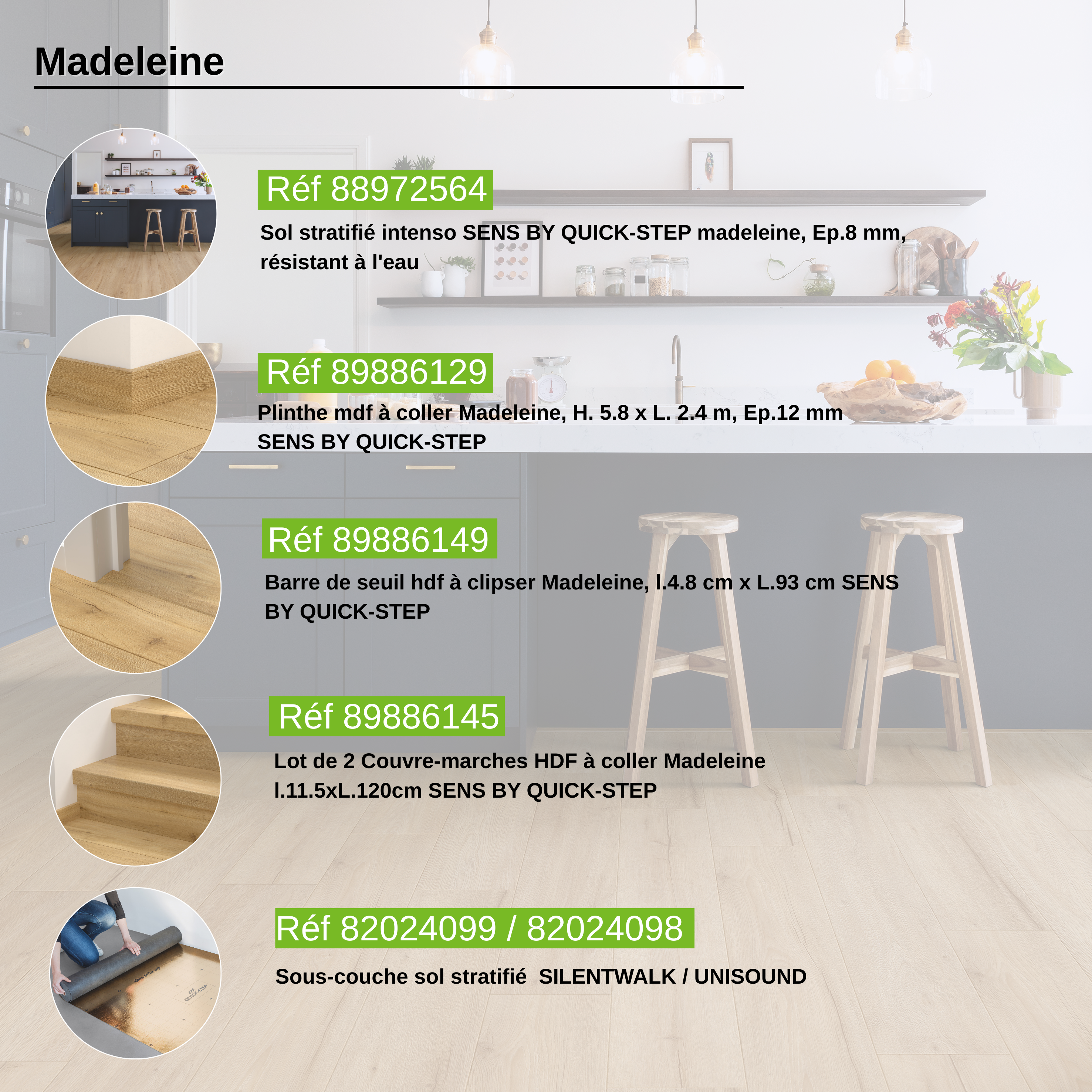 Sol stratifié Sublime SENS BY QUICK-STEP madeleine, Ep.8 mm, résistant à l'eau - 2