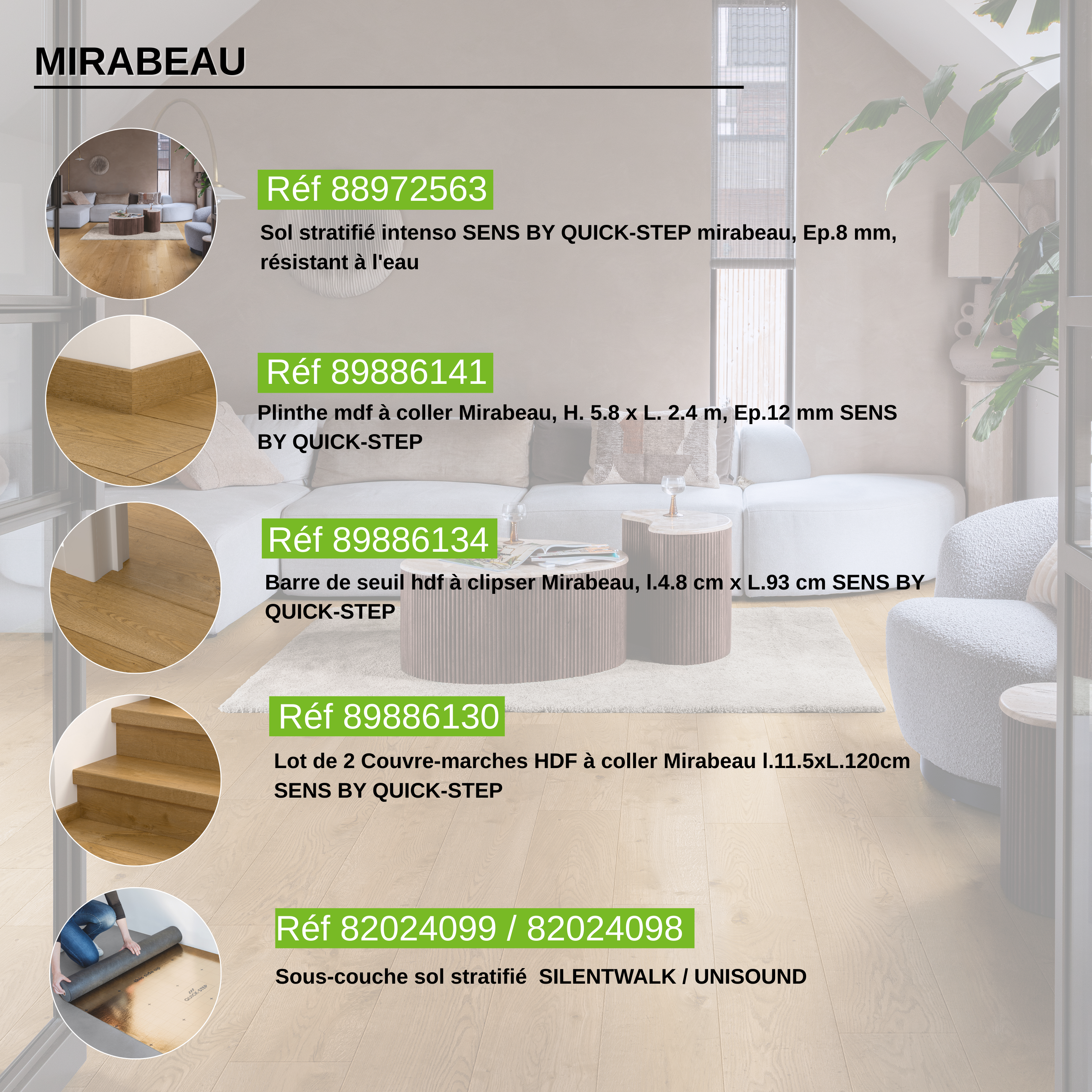 Sol stratifié Sublime SENS BY QUICK-STEP mirabeau, Ep.8 mm, résistant à l'eau - 2