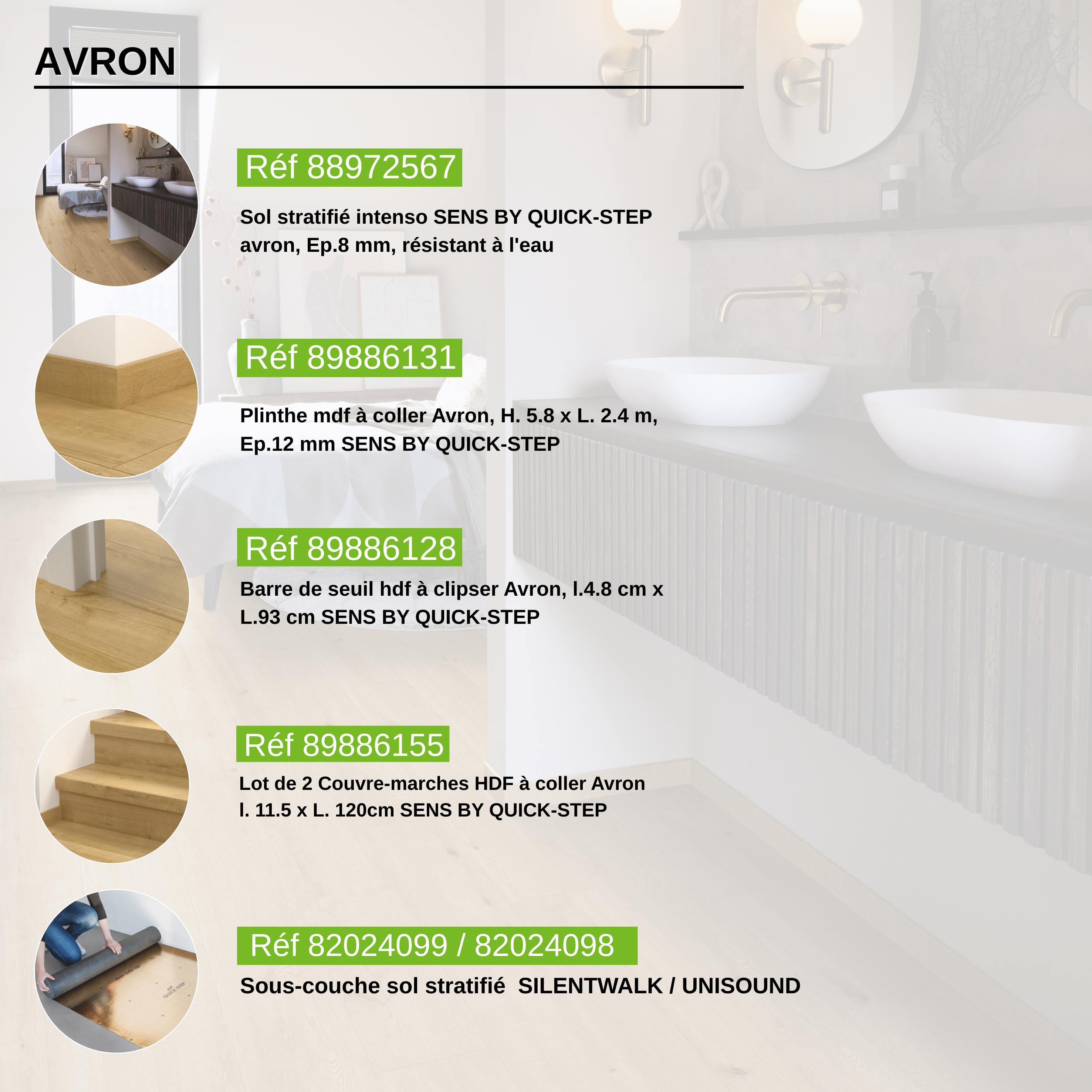 Sol stratifié Panache SENS BY QUICK-STEP avron, Ep.8 mm, résistant à l'eau - 5