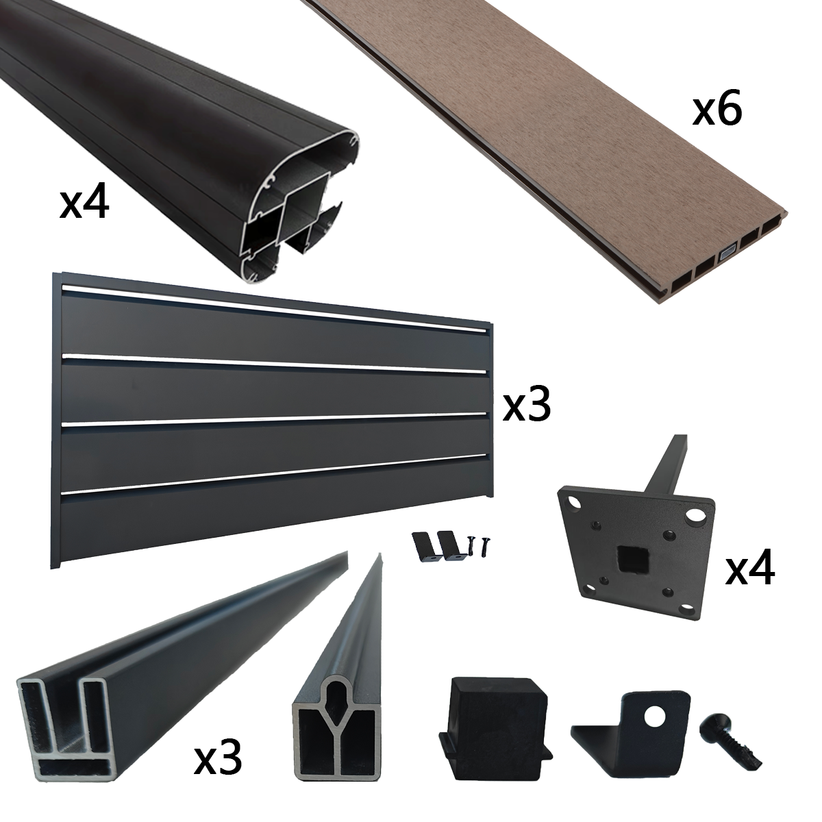 Leroy Merlin Recinzione 3 pannelli in alluminio marrone scuro Dolma H 124 cm