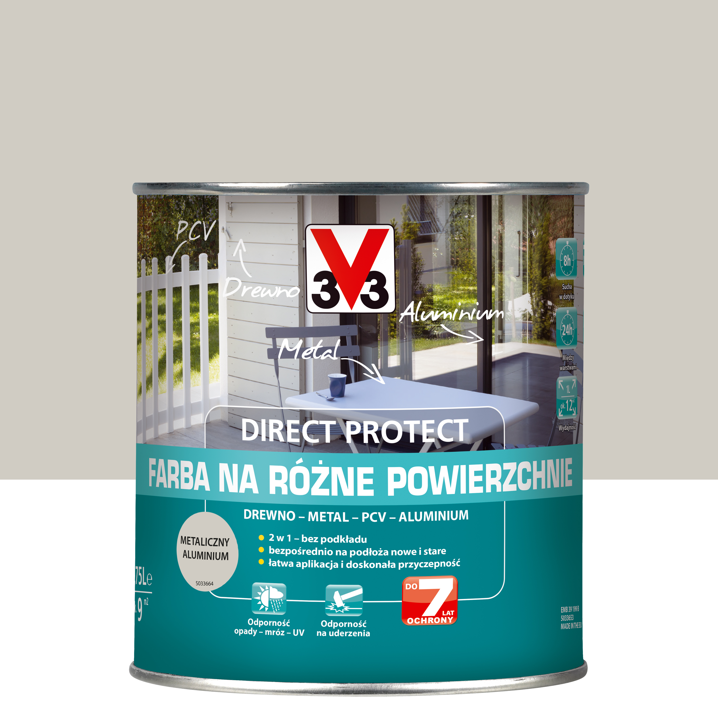 Farba na różne powierzchnie Direct Protect 0.75 l Aluminium Metaliczny V33
