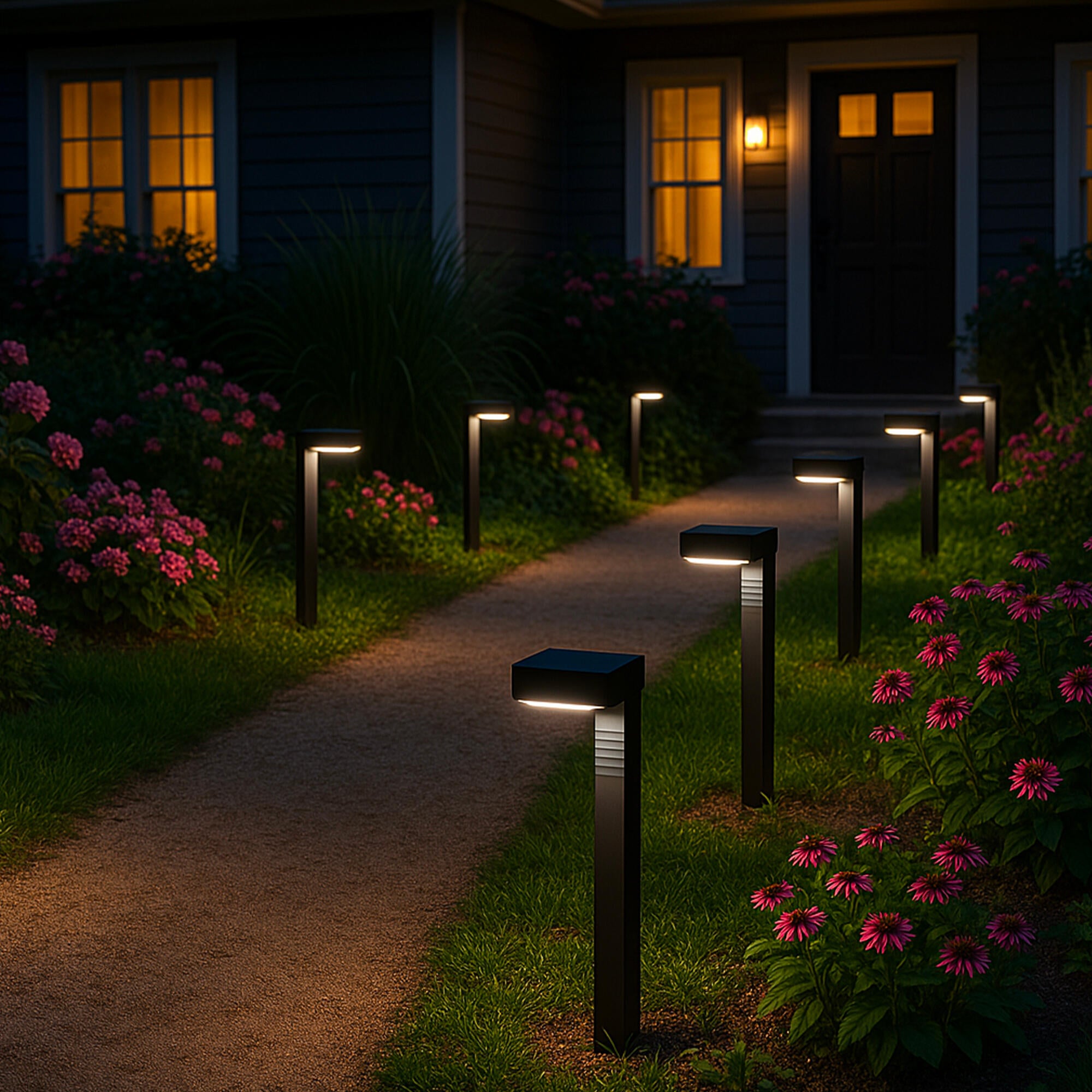 Lumisky Pack De 2 Balizas Jardín Solar Exterior Led Ostry Ip65 Negro , Leroy Merlin