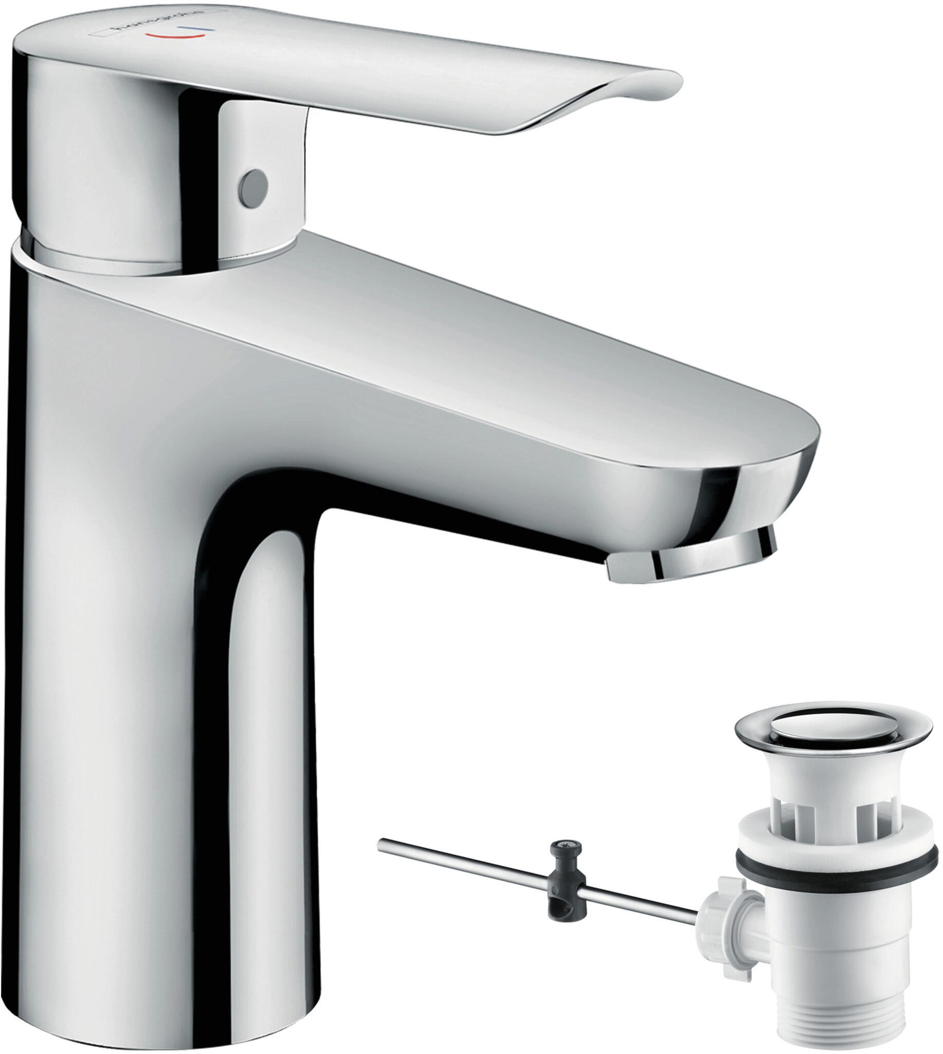 Rubinetto per lavabo a canna media getto laminare cristallino Logis E100 cromato lucido HANSGROHE H 16.4 cm - 4