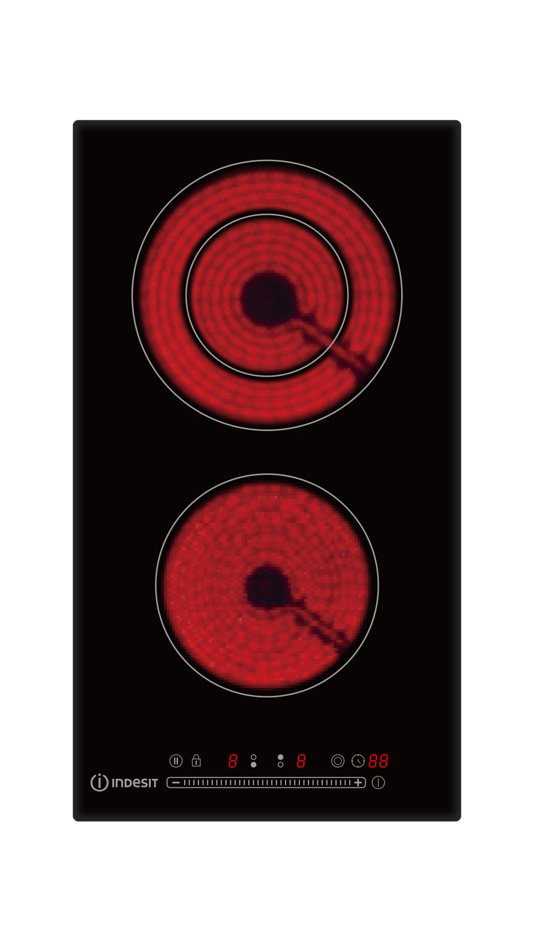 placa vitroceramica indesit irc 230 con 2 zonas de coccion y zona flex 36500 w negro 30cm