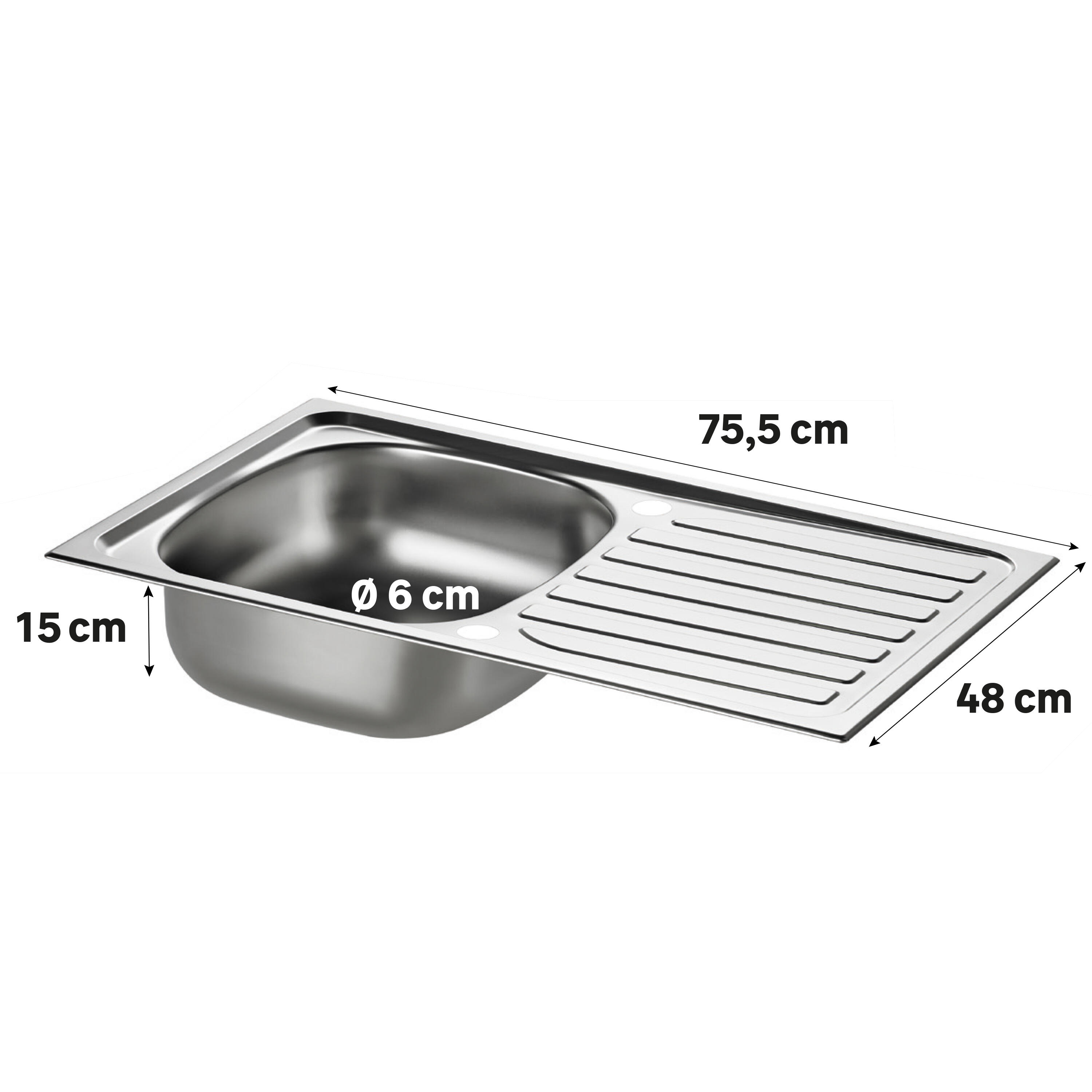 Lavello semincasso 1 vasca in inox argento DELINIA Como L 75.5 x L 76 cm, reversibile - 6