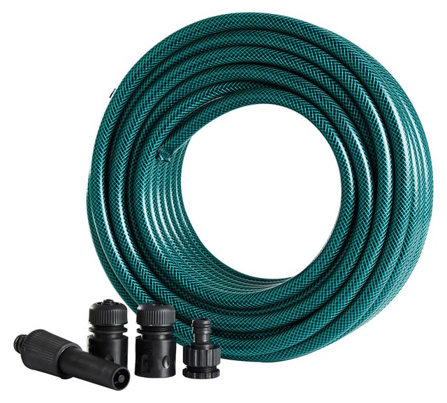 Manguera de jardín espiral con accesorios antitorsión de 20 m de largo y 13.5 mm de diámetro 