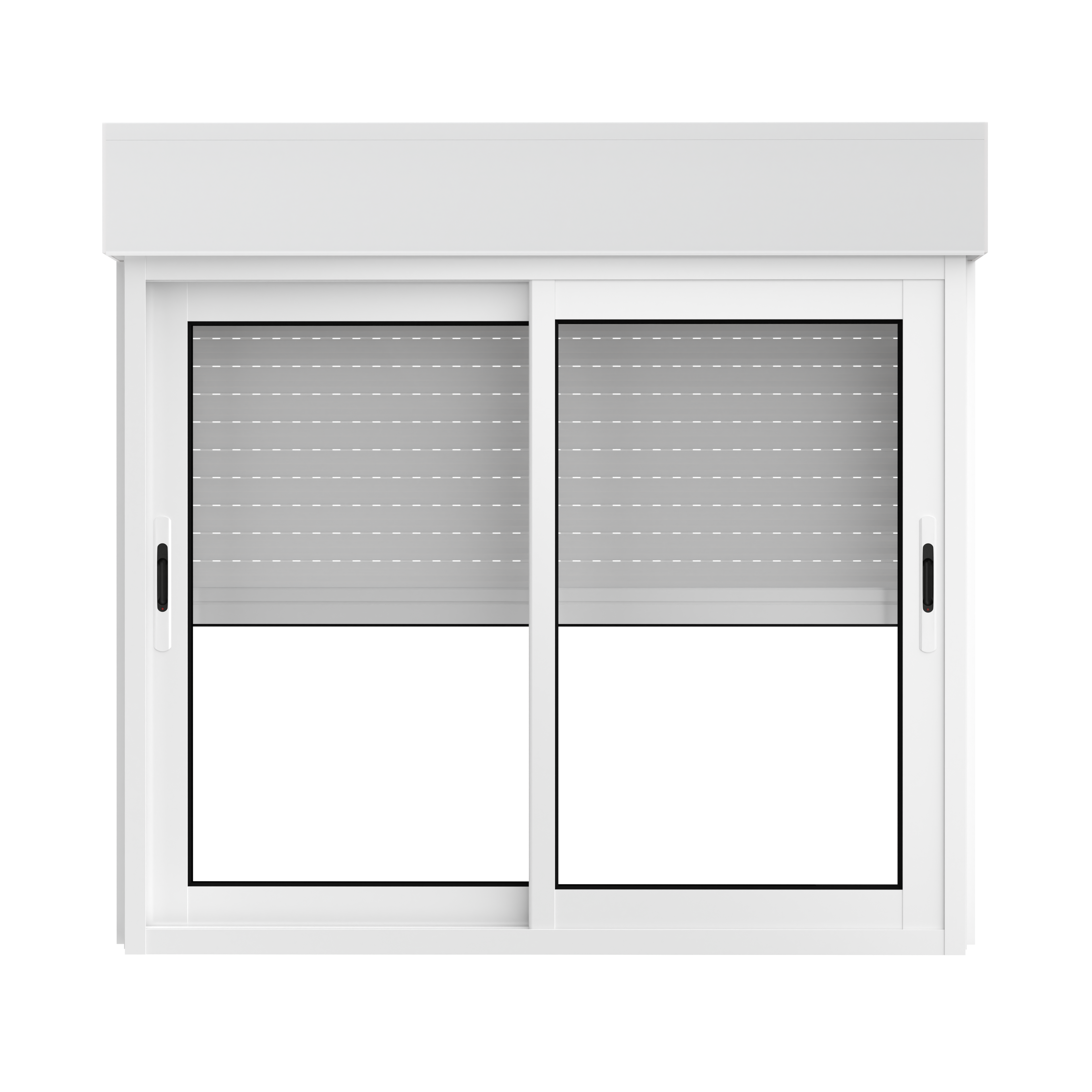 Fenêtre aluminium H.105 x l.120 cm coulissant 2 vantaux avec volet roulant intégré blanc - 6