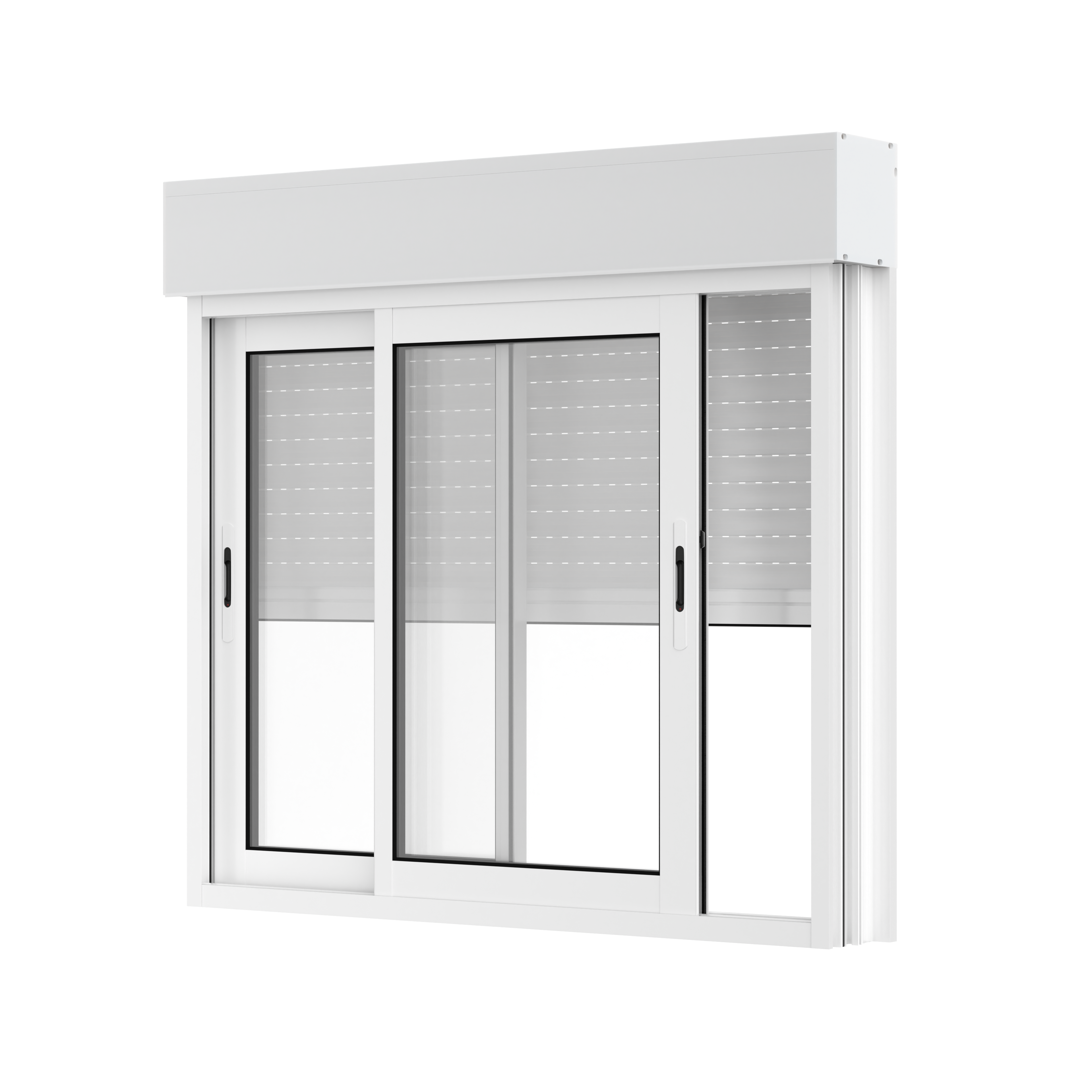 Fenêtre aluminium H.105 x l.120 cm coulissant 2 vantaux avec volet roulant intégré blanc - 4