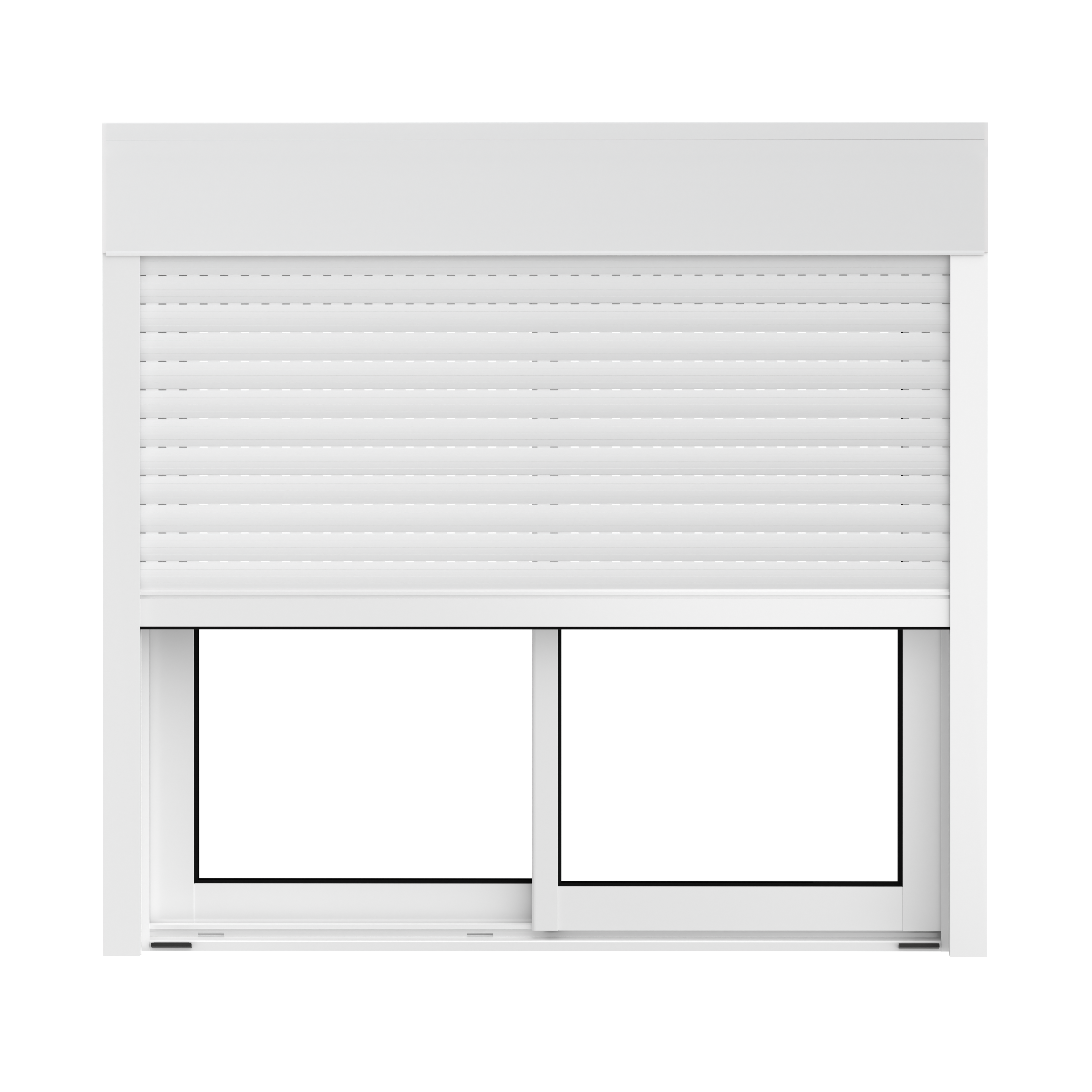 Fenêtre aluminium H.105 x l.120 cm coulissant 2 vantaux avec volet roulant intégré blanc - 3