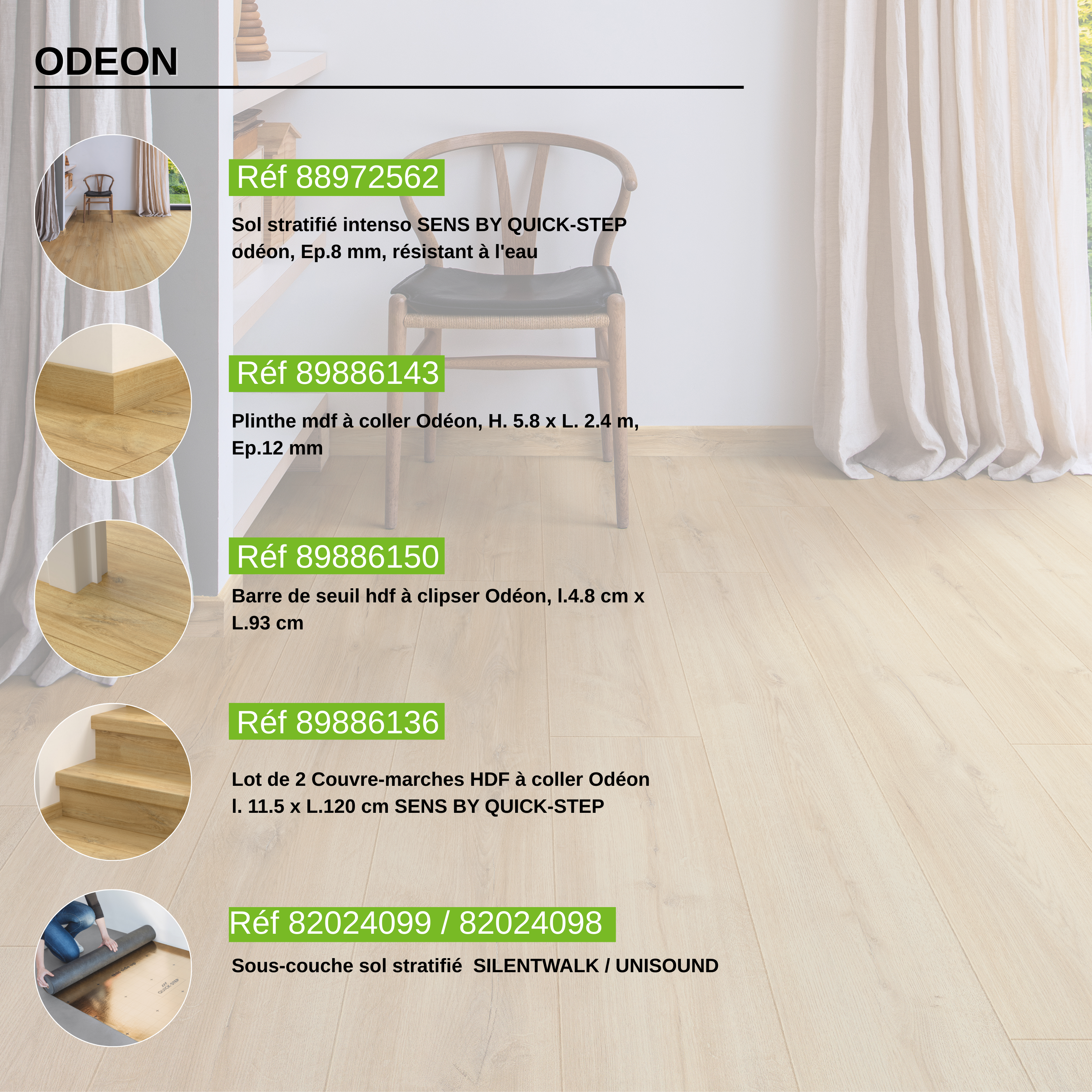 Sol stratifié Sublime SENS BY QUICK-STEP odéon, Ep.8 mm, résistant à l'eau - 2