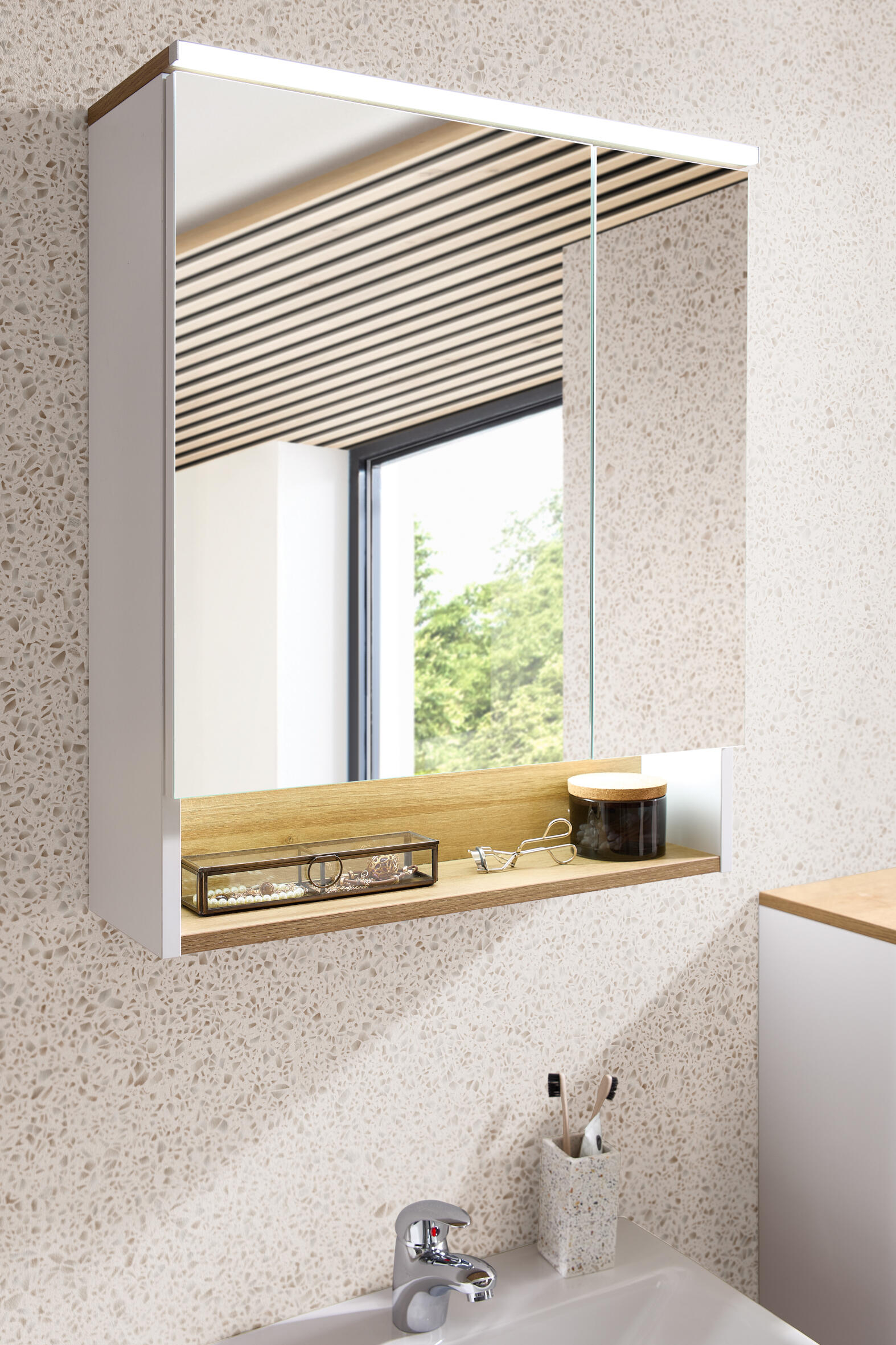 Armario de baño con luz qs383 60x71.6x21.4cm