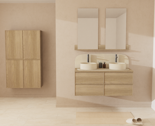 Meuble sous-vasque L.120cm x H.55cm x P.45cm plaqué chêne Sylva - 2