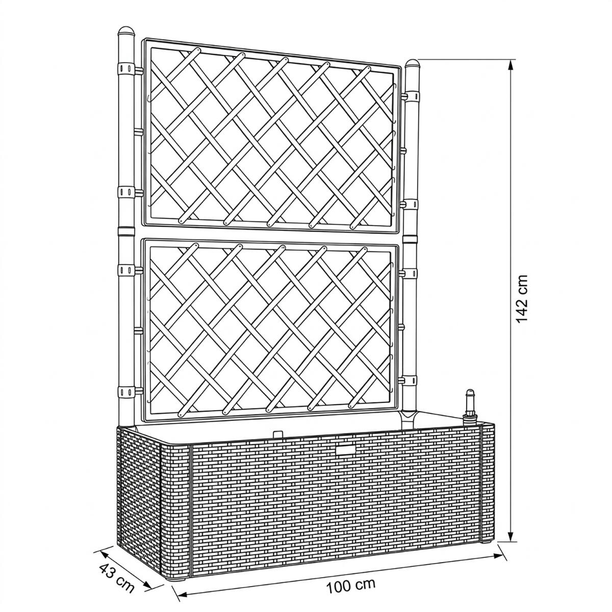 Fioriera con grigliato Deluxe STEFANPLAST in polipropilene antracite H 142 x L 100 x P 43 cm - 10