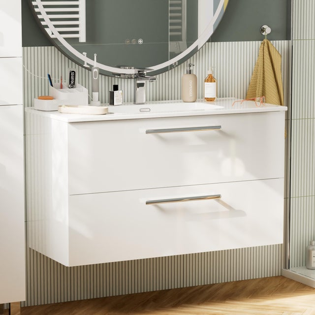 Mueble de baño con lavabo Remix2 blanco 100x45 cm